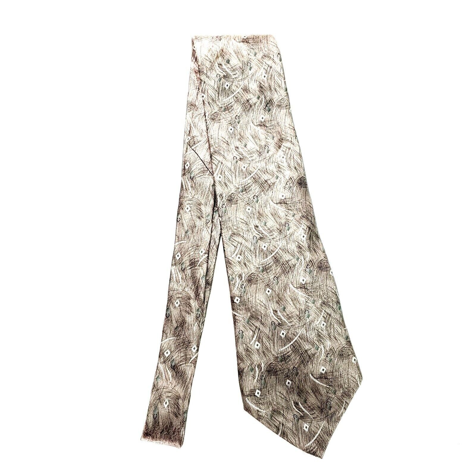 Pierre Cardin Pierre Cardin Silk Tie Beige Abstract Wide Size ONE SIZE - 6 Thumbnail