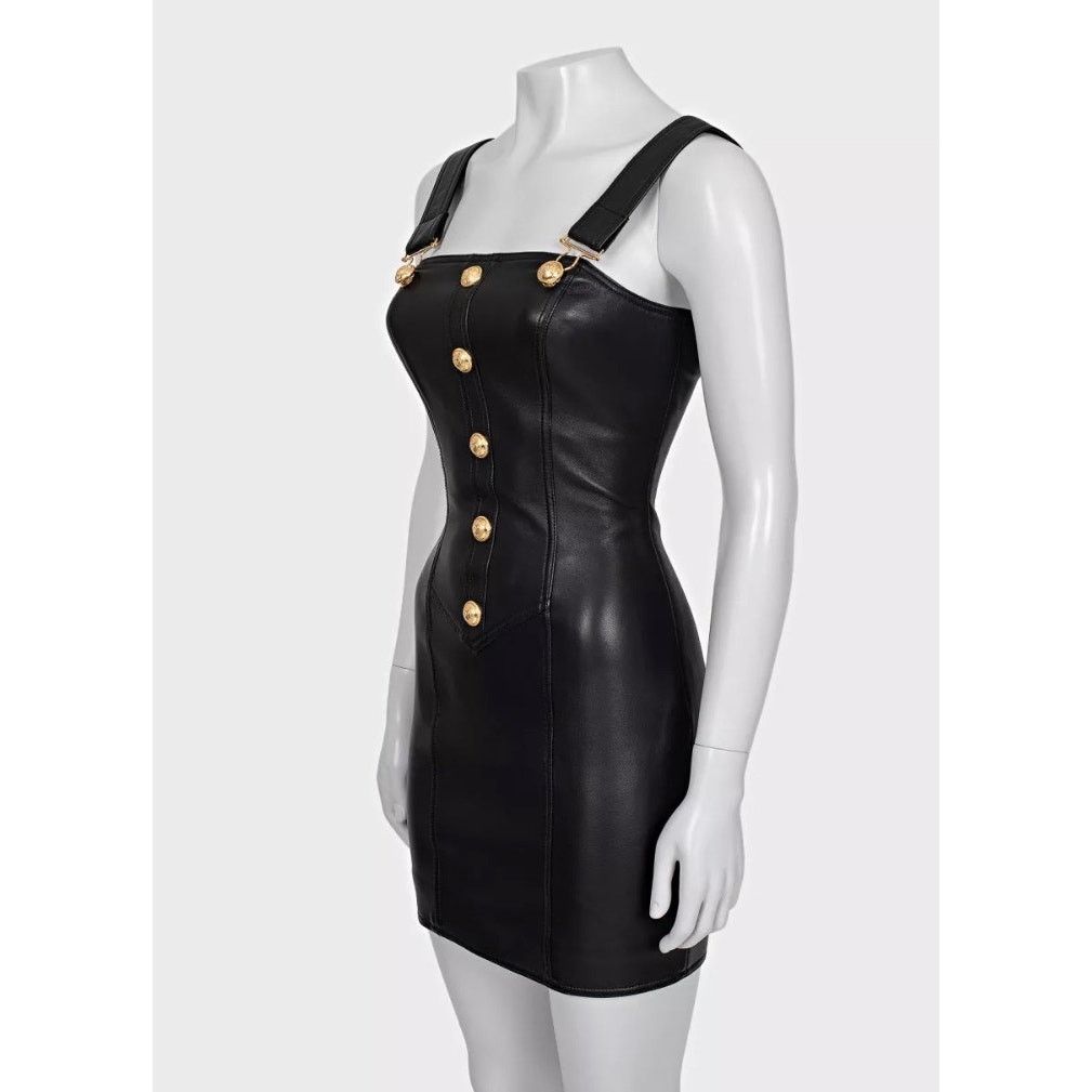 Balmain Balmain Black Lambskin Leather Mini Dress Sz.34/ XS Size XS / US 0-2 / IT 36-38 - 2 Thumbnail