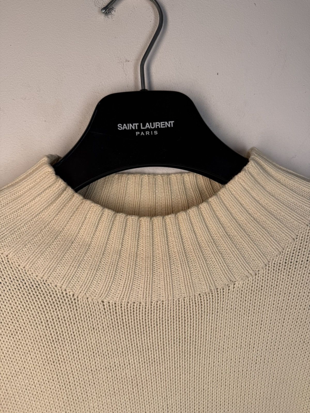 Yves Saint Laurent Cream YSL Sweater Knit Big Logo Turtleneck y2k Sweatshirt Size US L / EU 52-54 / 3 - 14 Thumbnail