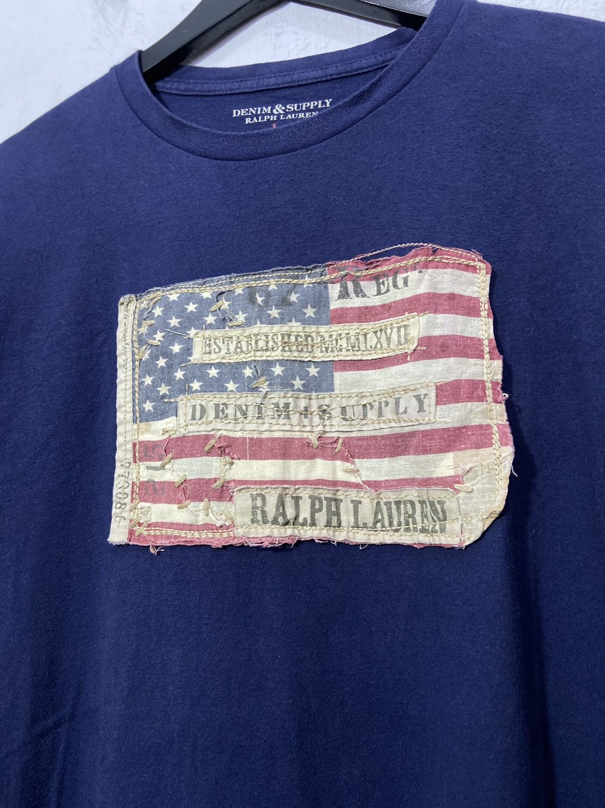 RRL Ralph Lauren Denim & Supply Ralph Lauren American Flag Tshirt Navy Size US L / EU 52-54 / 3 - 4 Thumbnail
