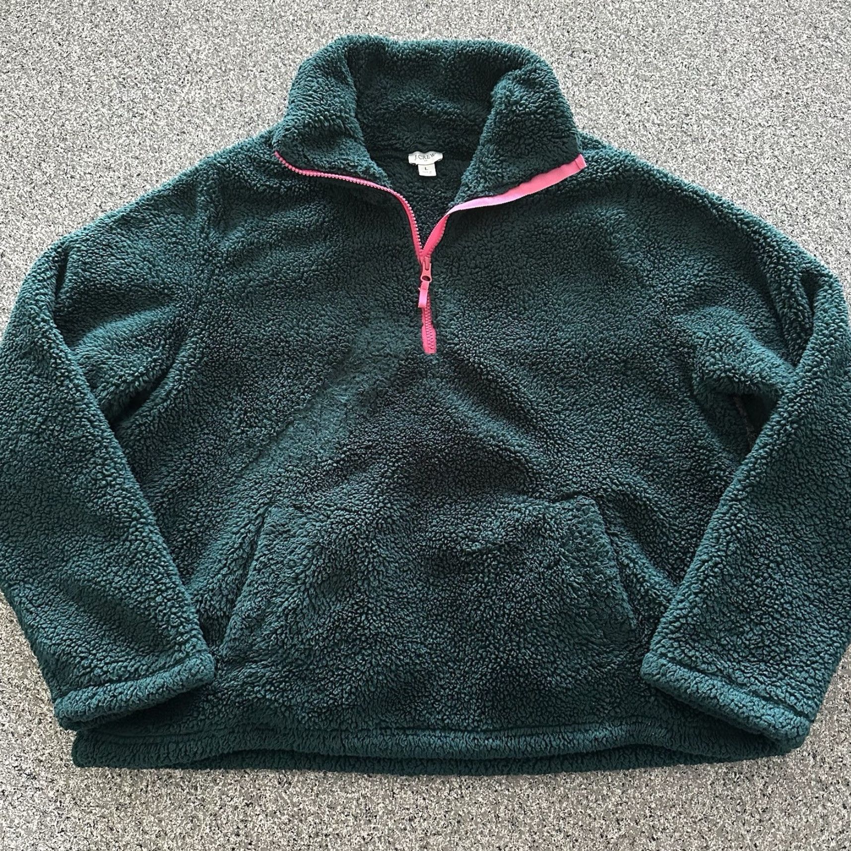 J.Crew VINTAGE J. Crew Sherpa Half Zip Pullover Fleece Womens L Emerald Green Soft Fuzzy AZ295 Size L / US 10 / IT 46 - 2 Thumbnail