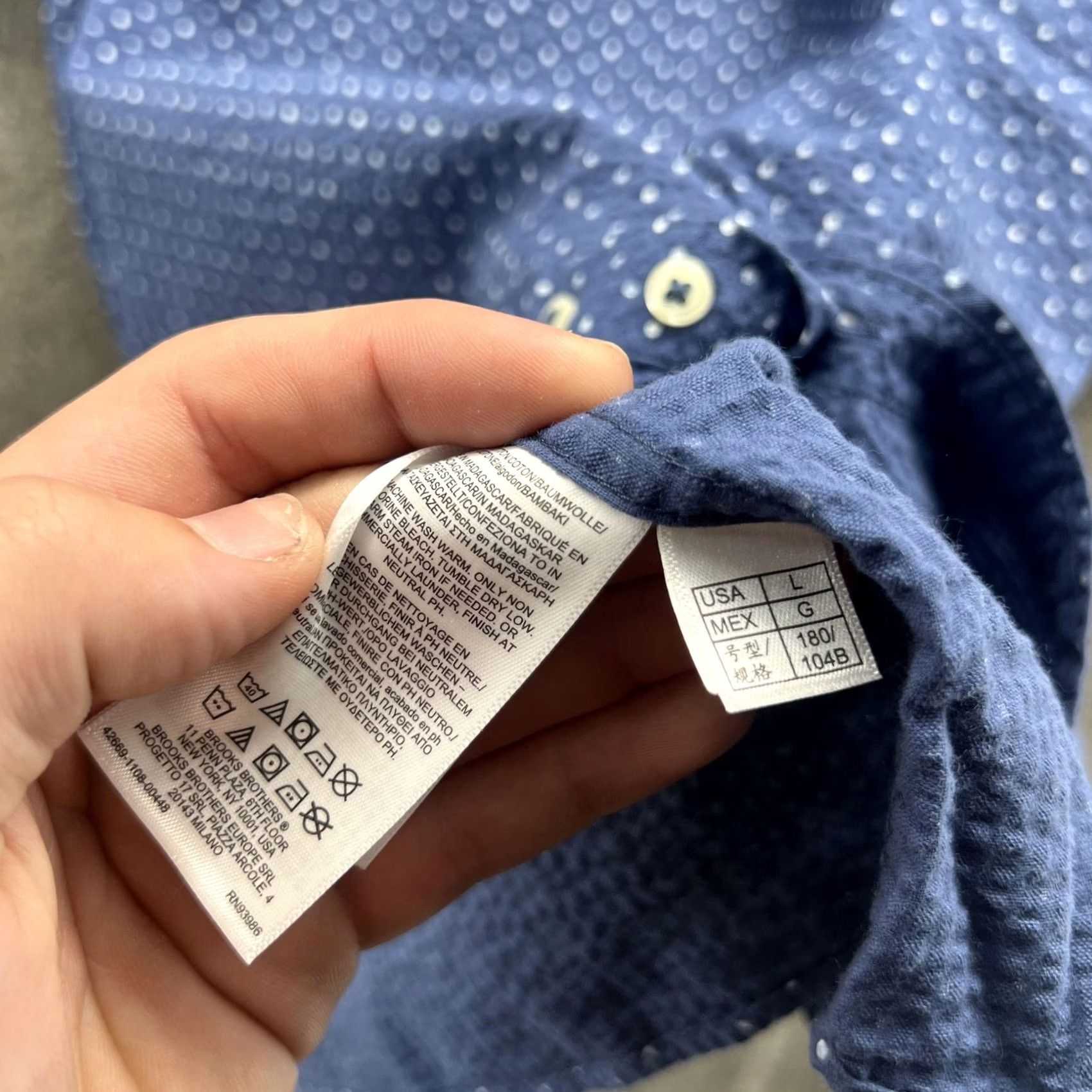 Brooks Brothers Brooks Brothers Shirt Mens L Blue Polka Dot Short Sleeve Button Front Casual Size US L / EU 52-54 / 3 - 6 Thumbnail