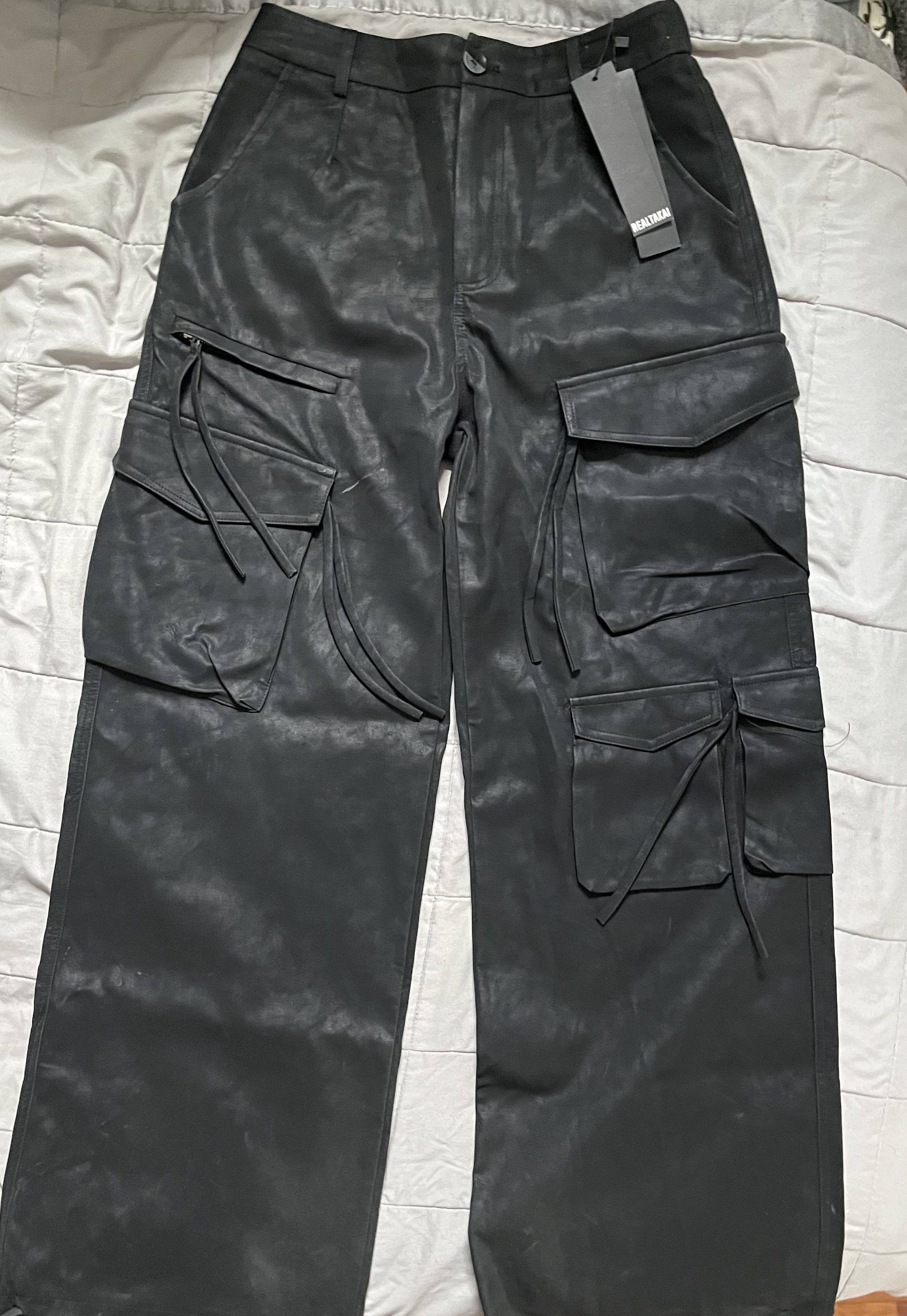 Japanese Brand Rick Owen’s Style Japanese Brand Waxed Leather Cargo Size US 30 / EU 46 - 2 Thumbnail