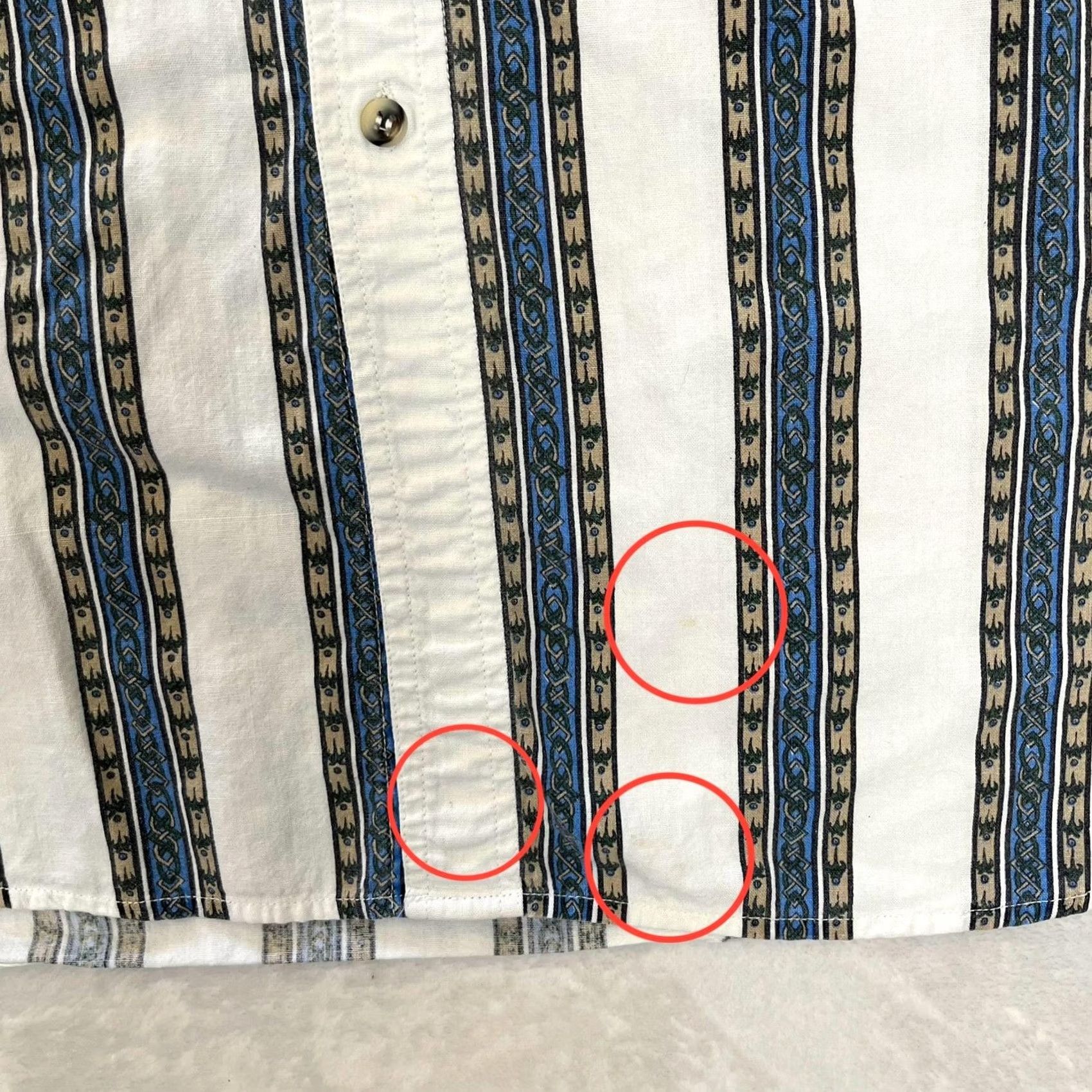 Revenge VINTAGE Revenge Striped Short Sleeve Button Front Western Shirt Mens XL White Size US XL / EU 56 / 4 - 2 Thumbnail