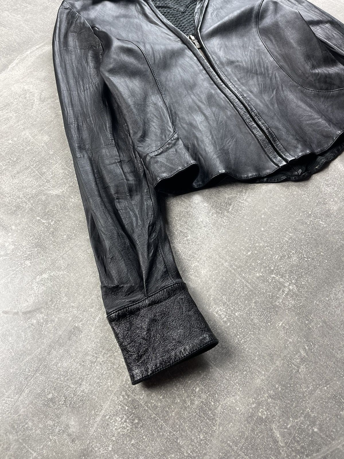 Versace Jeans Couture × Vintage Versace Leather Avant garde Black Slim Leather Jacket Size L / US 10 / IT 46 - 6 Thumbnail