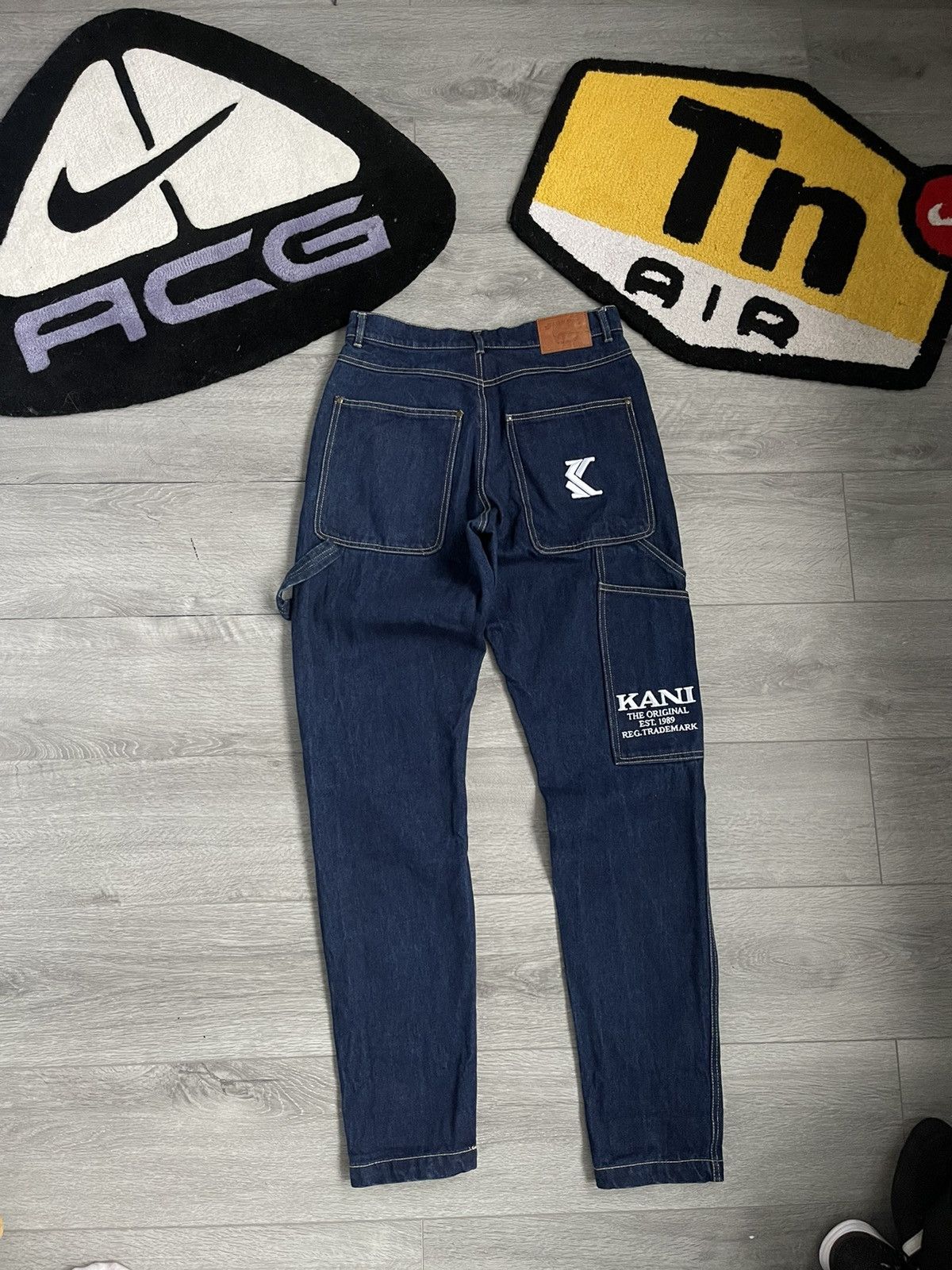 Pantalon Jean Vintage KARL KANI Baggy - Taille 31x29 - Style Hip-hop 90s Color Block - Occasion Très Bon état