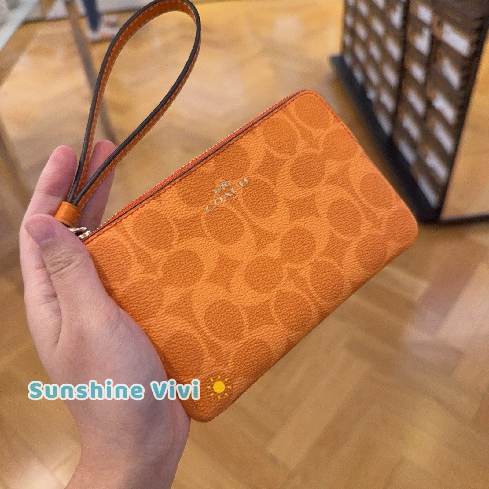 Coach NWT Coach Corner Zip Wristlet CAQ75 Bright Mandarin Size ONE SIZE - 3 Thumbnail