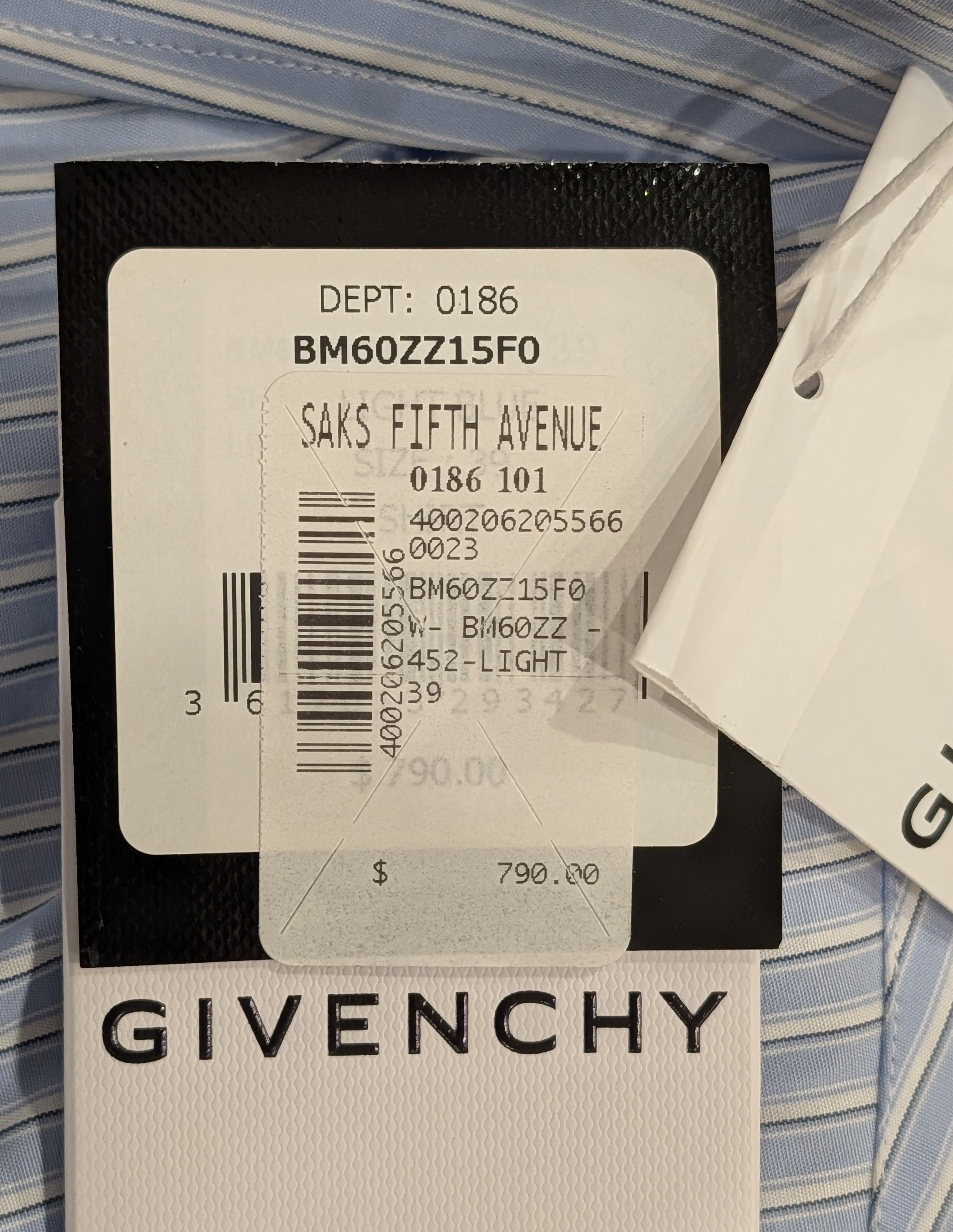 Givenchy GIVENCHY Crest Striped Button Up Shirt Light Blue 39 US 15.5 Size US M / EU 48-50 / 2 - 8 Thumbnail