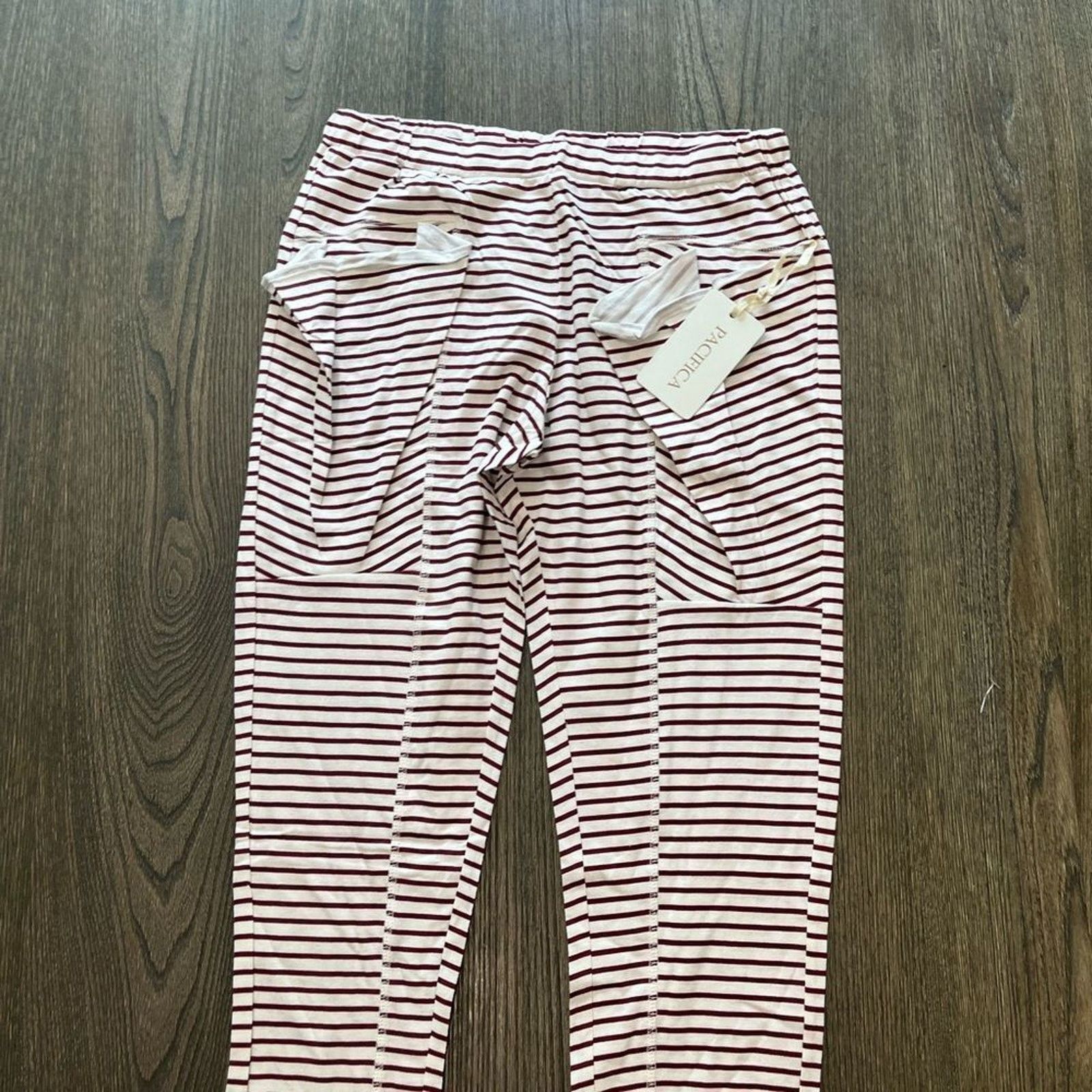 Vintage NWT Pacifica by Pacific Wine Stripe 100% Cotton Pants Size S Size 26" / US 2 / IT 38 - 3 Thumbnail