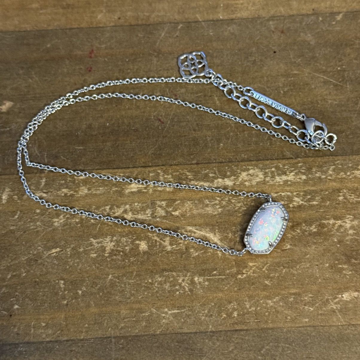 Kendra Scott Elisa silver lab grown opal necklace