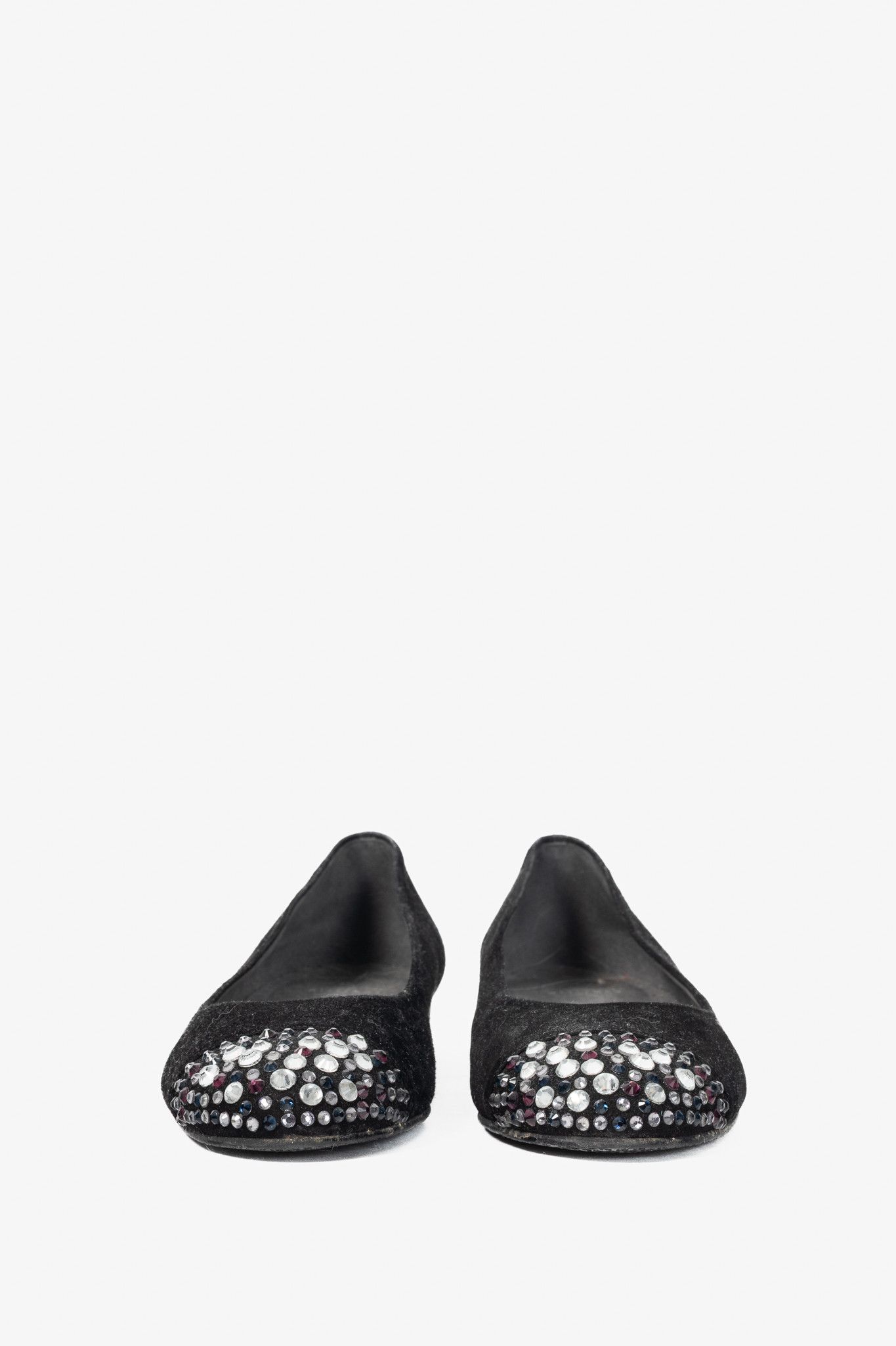 Stuart Weitzman Stuart Weitzman Bubbly Suede Crystal-Cap-Toe Ballet Flats Size US 8.5 / IT 38.5 - 3 Thumbnail