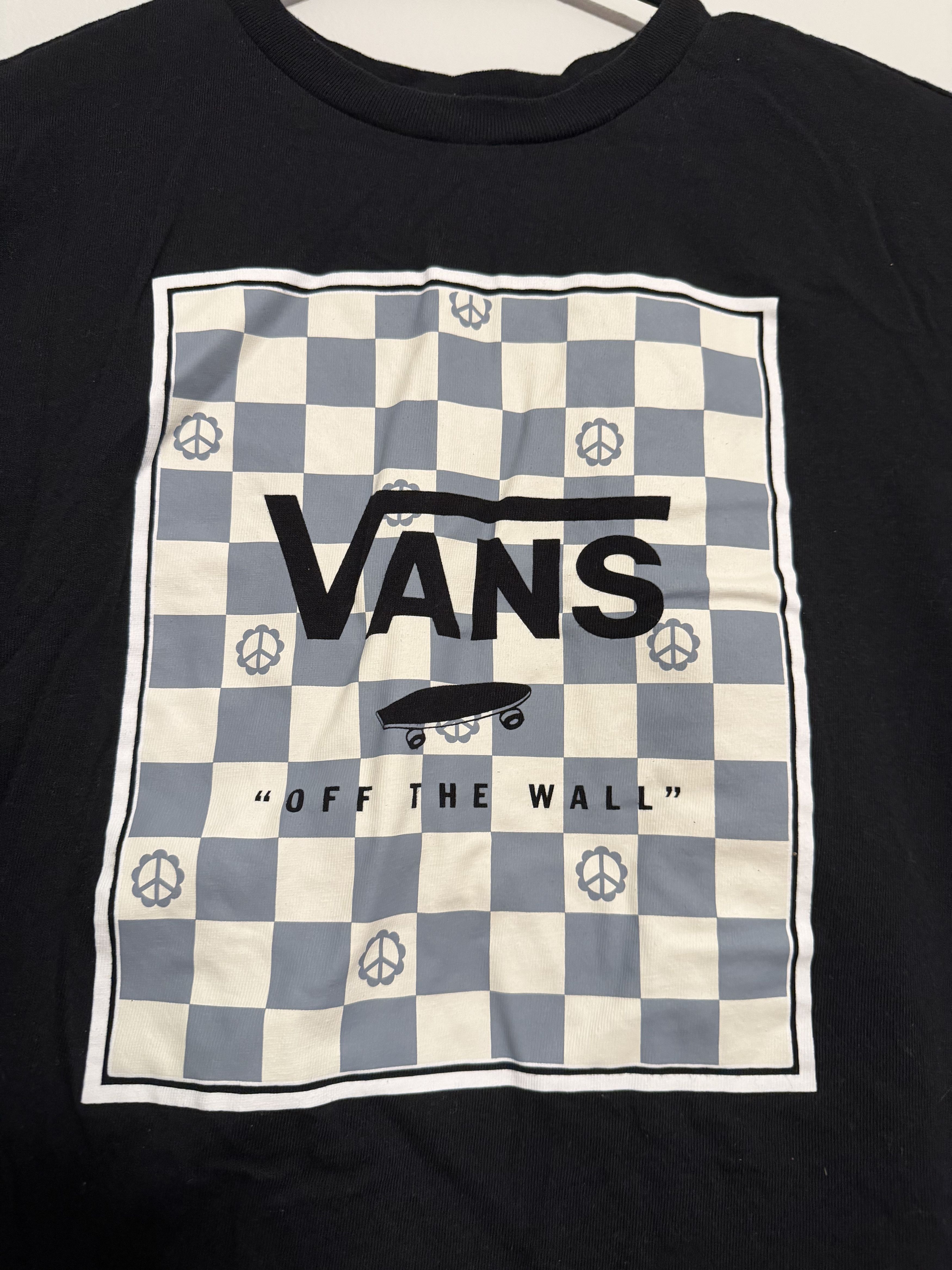 Vans Vans “Off the Wall” Peace Checkerboard Graphic Tee – Black Size US S / EU 44-46 / 1 - 3 Thumbnail