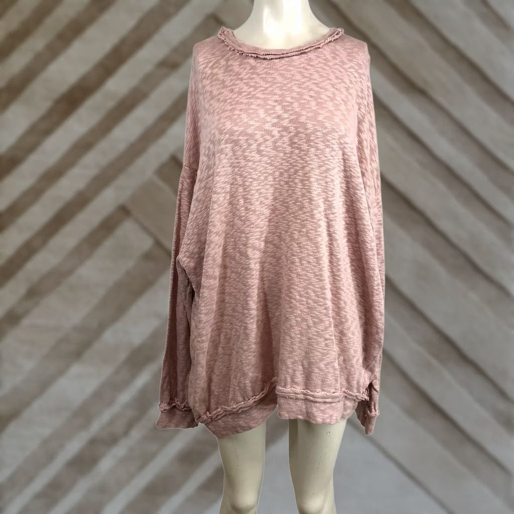 Vintage POL Womens Oversized Marled Knit Sweater Dusty Rose Pink Raw Edge SMT2254E L Size L / US 10 / IT 46 - 1 Thumbnail