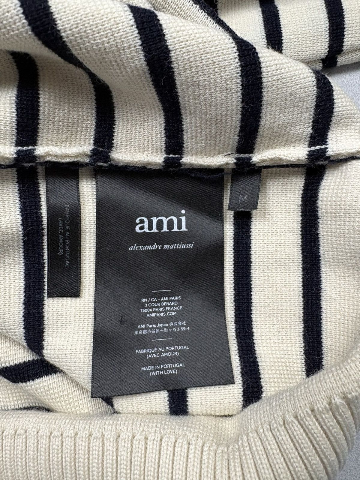 AMI AMI Merino Wool Striped Knit Sweater Button Shoulder Breton Size M / US 6-8 / IT 42-44 - 13 Thumbnail