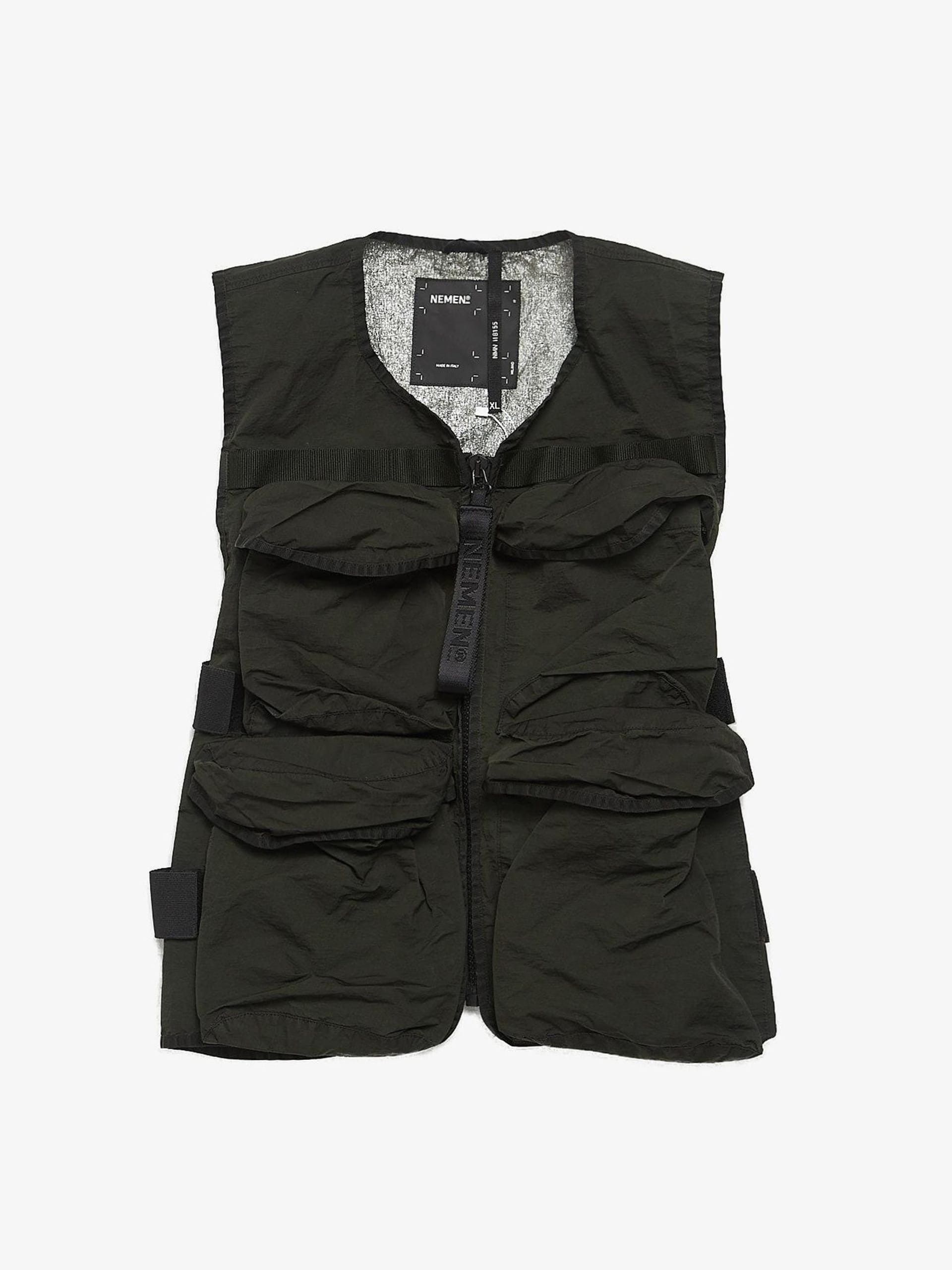 image of Nemen Black Zipped Cargo Nylon Vest, Men's (Size XL)