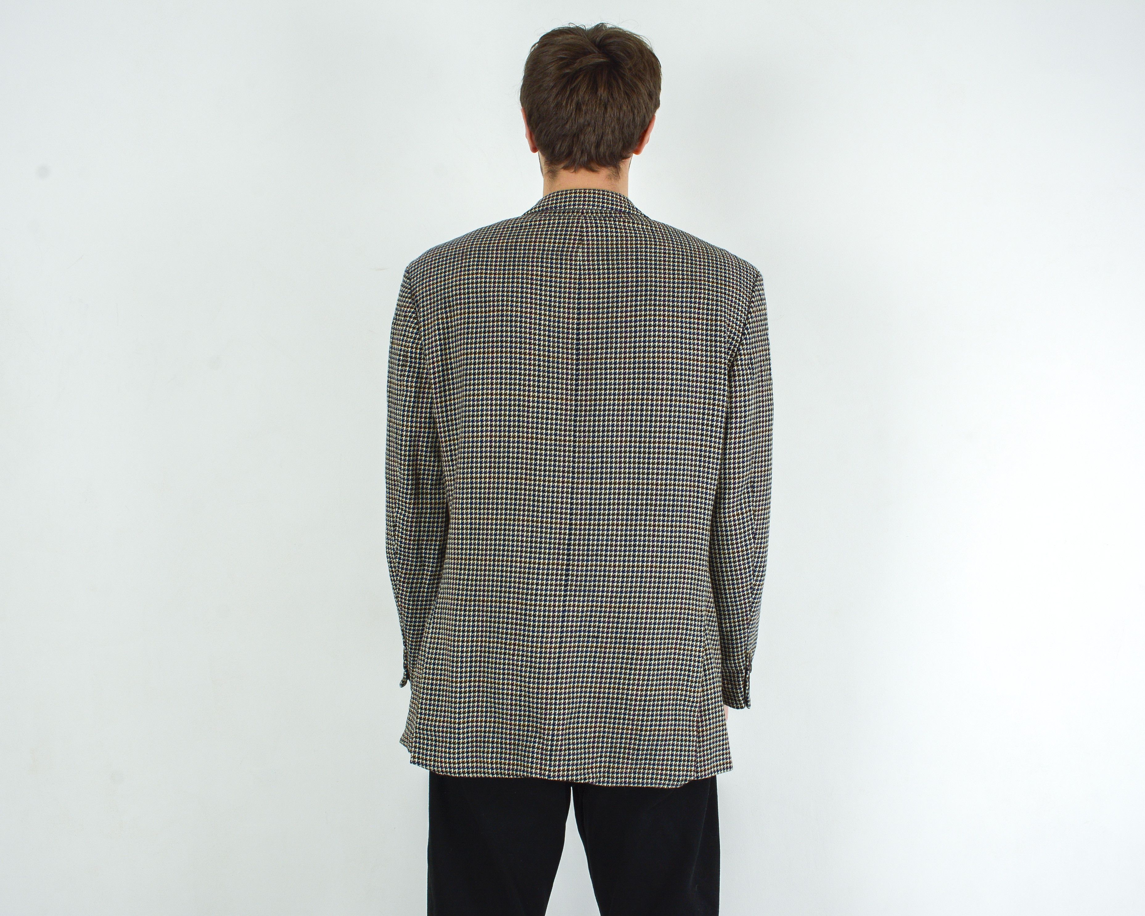 Hugo × Hugo Boss × Vintage Dionysos Tweed M Blazer 40 Us Houndstooth Suit Jacket Coat Size 40R - 3 Thumbnail