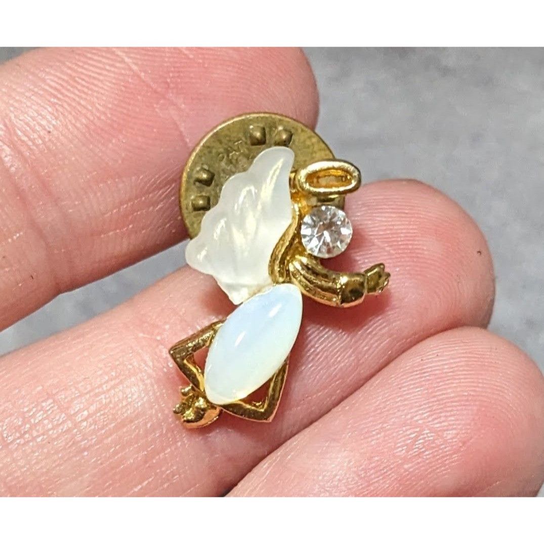 Other Minimalist Gold Tone Gemmed Angel Lapel Pin Size ONE SIZE - 3 Thumbnail