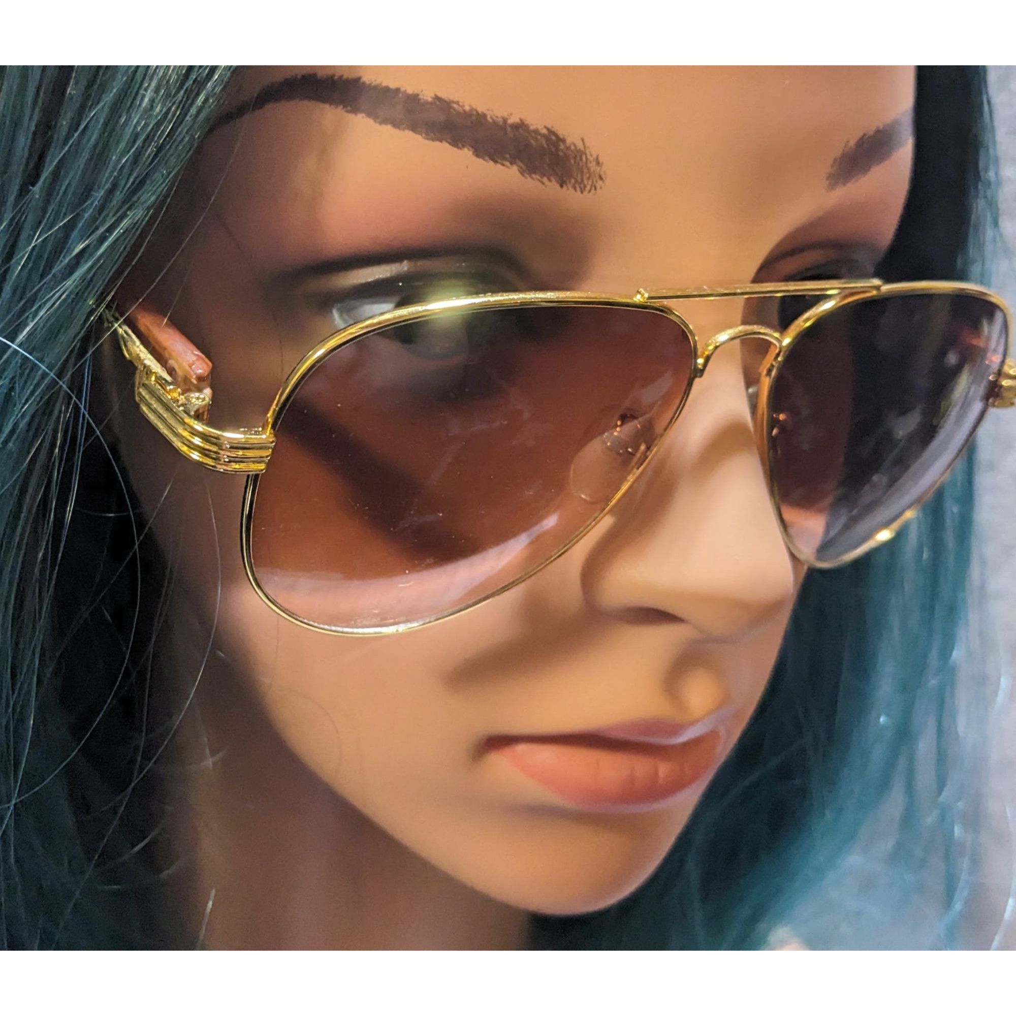 Other NY Sunglasses Gold And Wood Look Aviator Sunglasses Size ONE SIZE - 13 Thumbnail