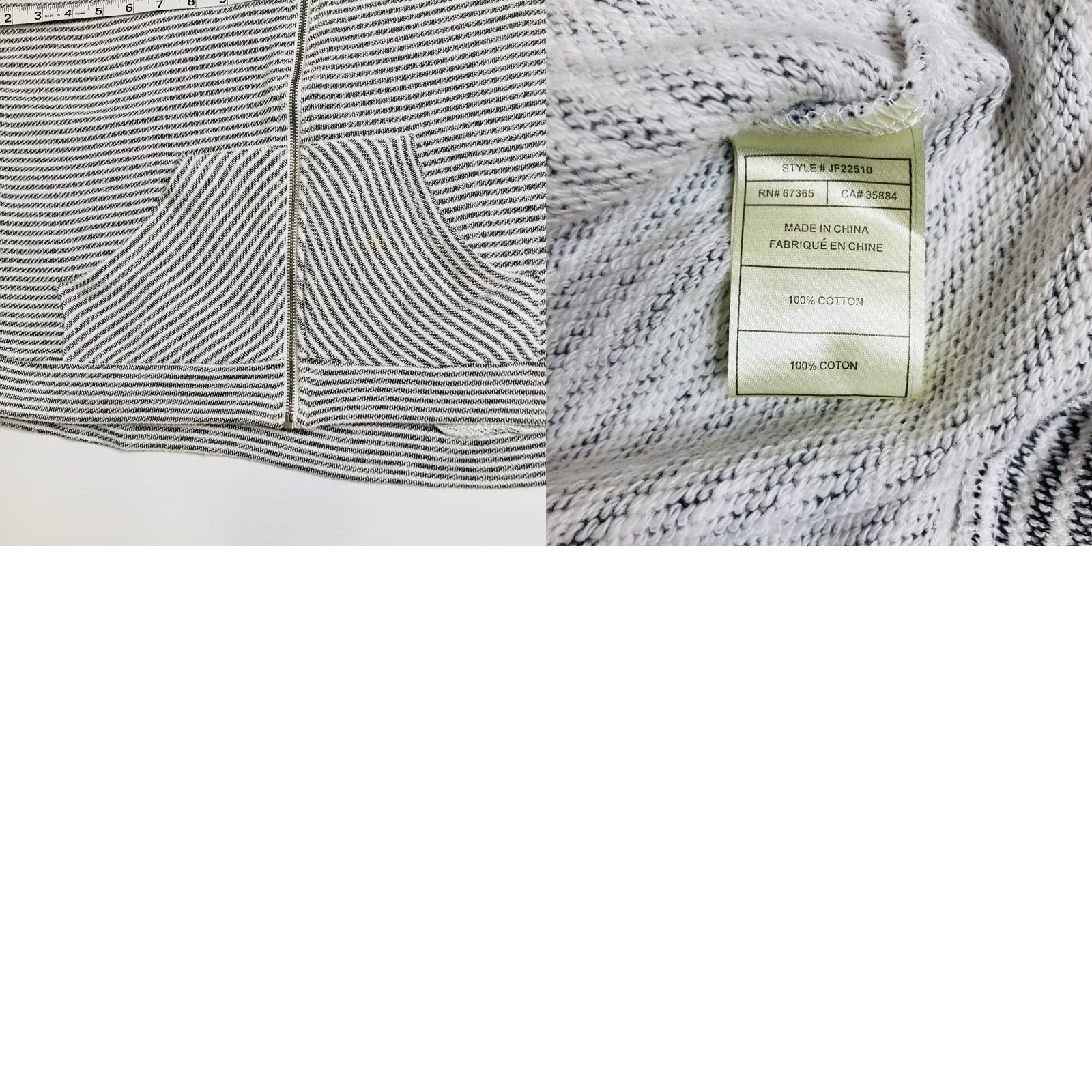 BB Dakota BB Dakota JACK Jacket Women's XS Striped Terry Knit Pockets Zip Mid-Length Black White, Knit, 100% Cotton, Casual Fashion, Jacket, Women, XS Size XS / US 0-2 / IT 36-38 - 8 Thumbnail