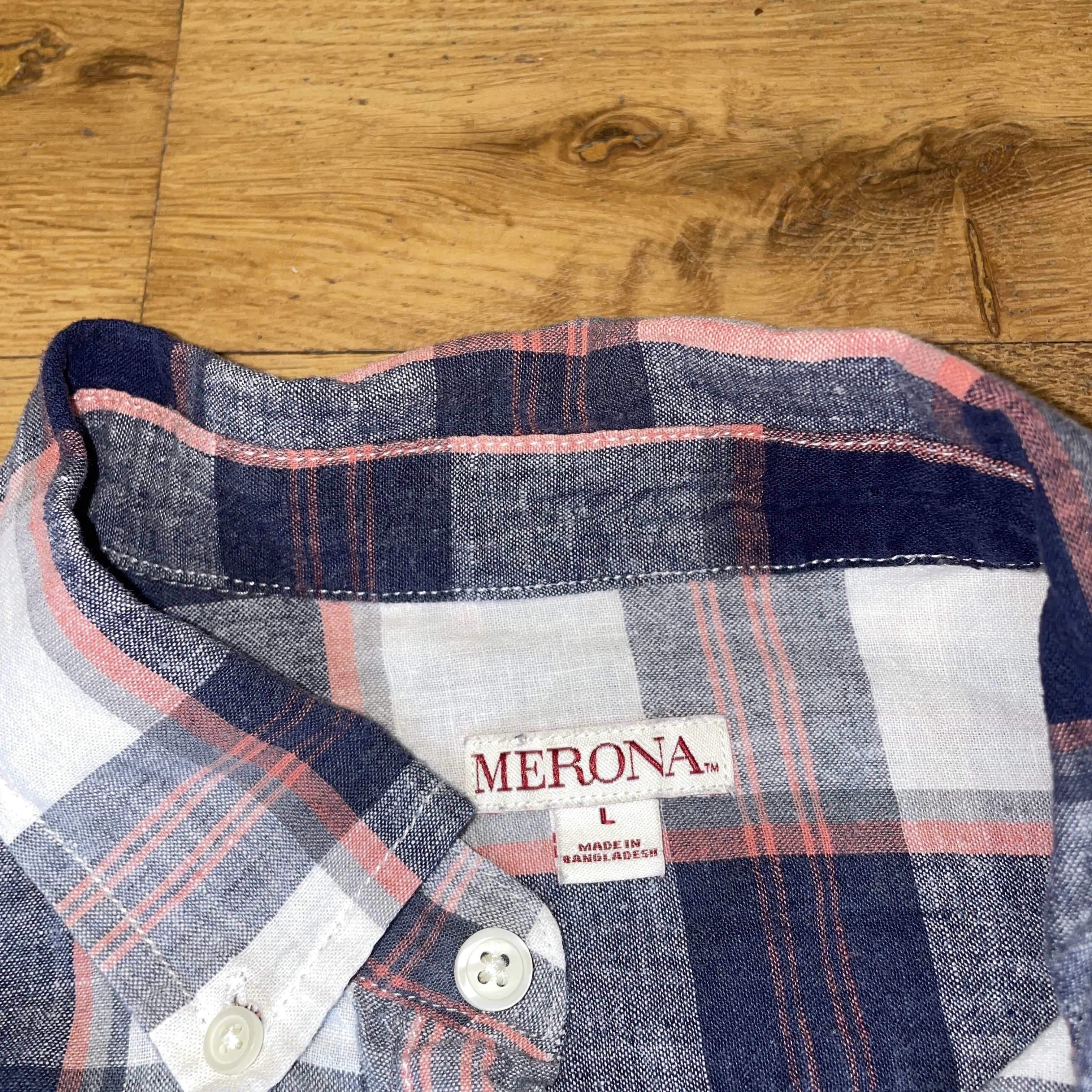 Ann Summers × Merona Merona Men's Fashionable Shirt Summer 55% Linen Check Size L Size US L / EU 52-54 / 3 - 2 Thumbnail