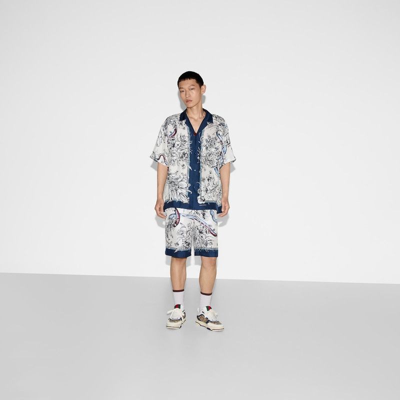 Gucci o1loc1c0226 794907 Printed Silk Shirt in Multicolor Size US M / EU 48-50 / 2 - 3 Thumbnail