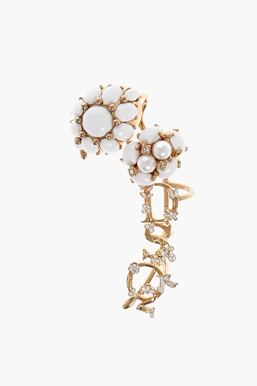Dsquared2 Single Crawler Earring Gold-Effect with Floral Motif Size ONE SIZE - 1 Thumbnail