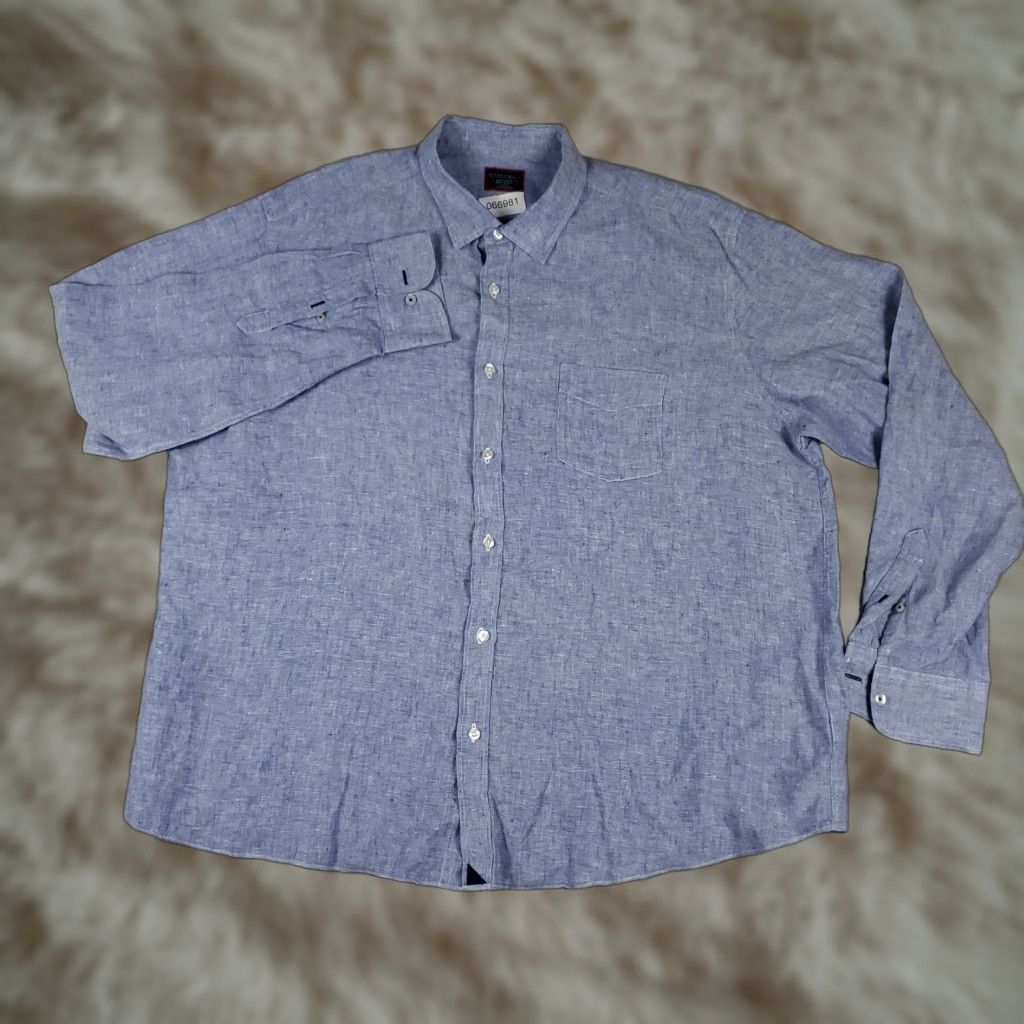 UNTUCKit UNTUCKit Shirt Mens 3XL Blue Linen Button-Up Long Sleeve Jacket? Size US XXL / EU 58 / 5 - 1 Thumbnail