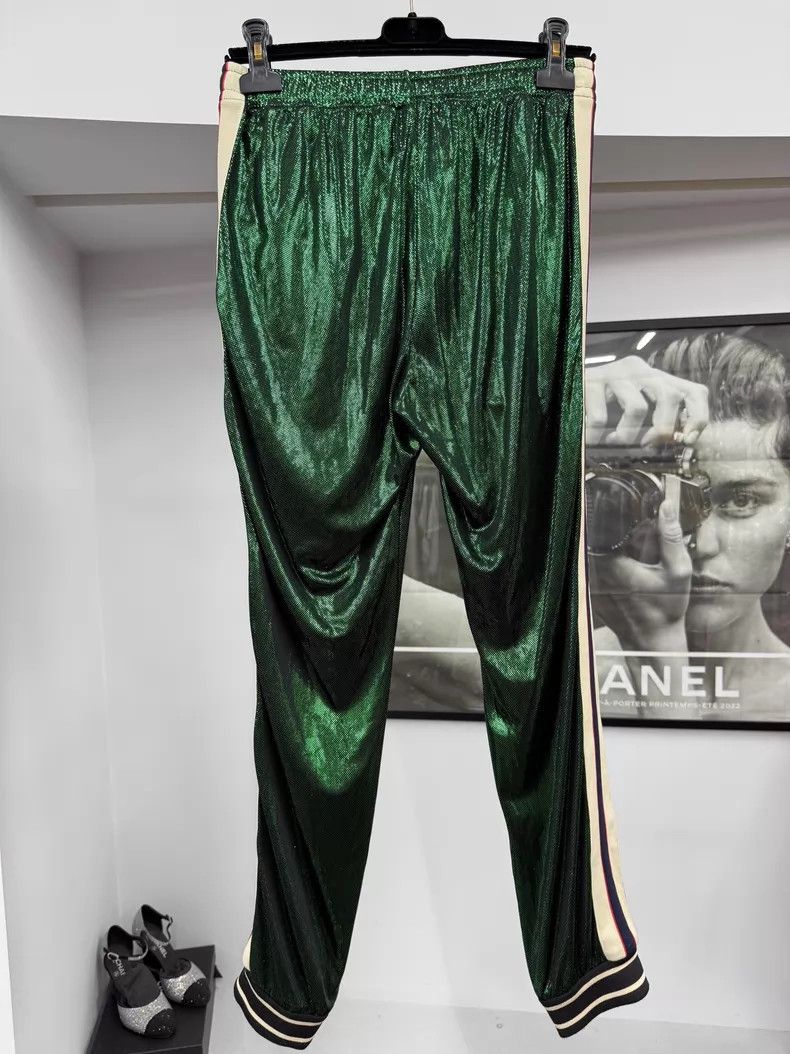 Gucci Gucci Size xs Green striped shiny trousers Size 42" / US 20 - 2 Thumbnail