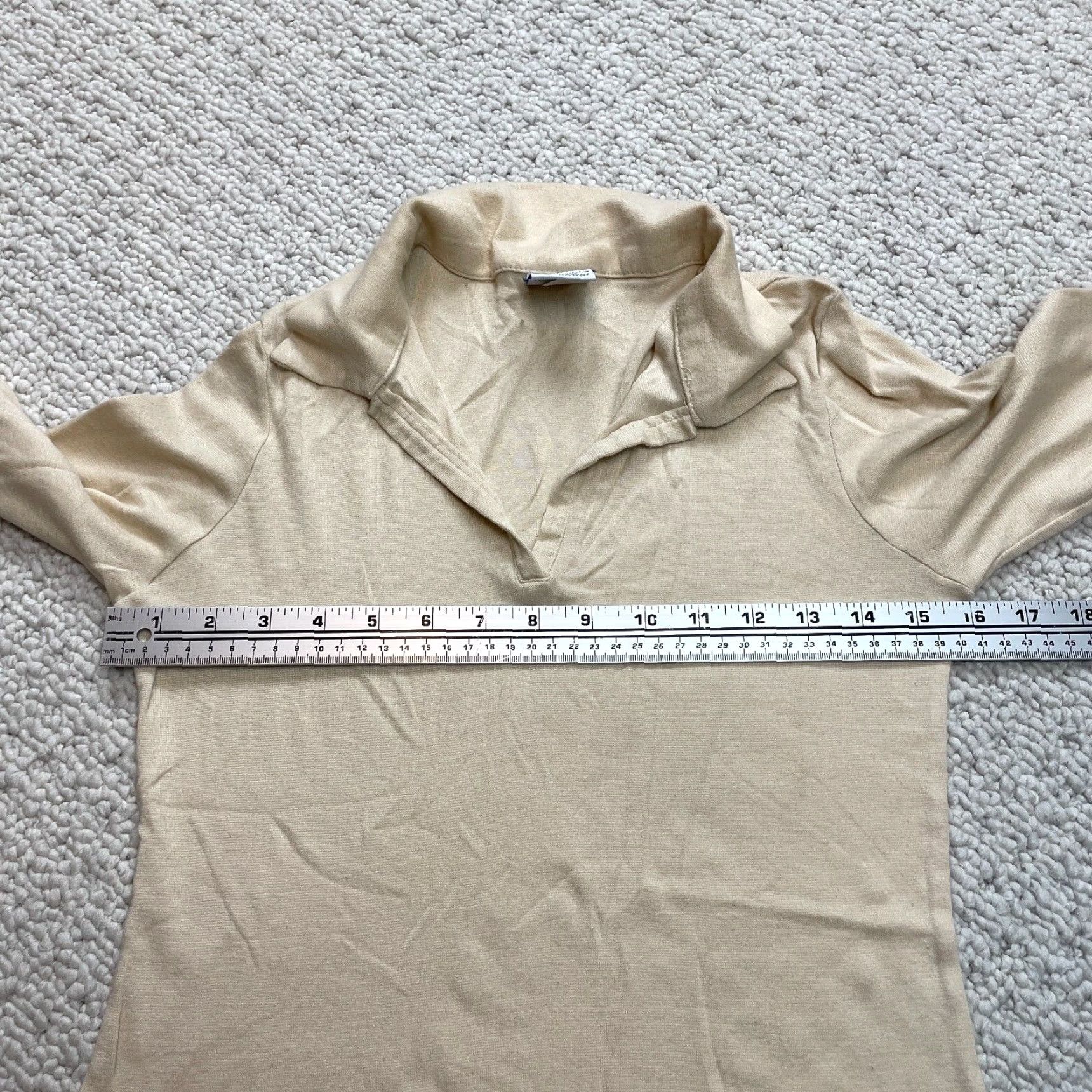 Old Navy Old Navy Polo Shirt Juniors M Beige Long Sleeve Polo Casual Shirt Womens Beige Polo Shirt Beige/Blue Details Size M / US 6-8 / IT 42-44 - 3 Thumbnail
