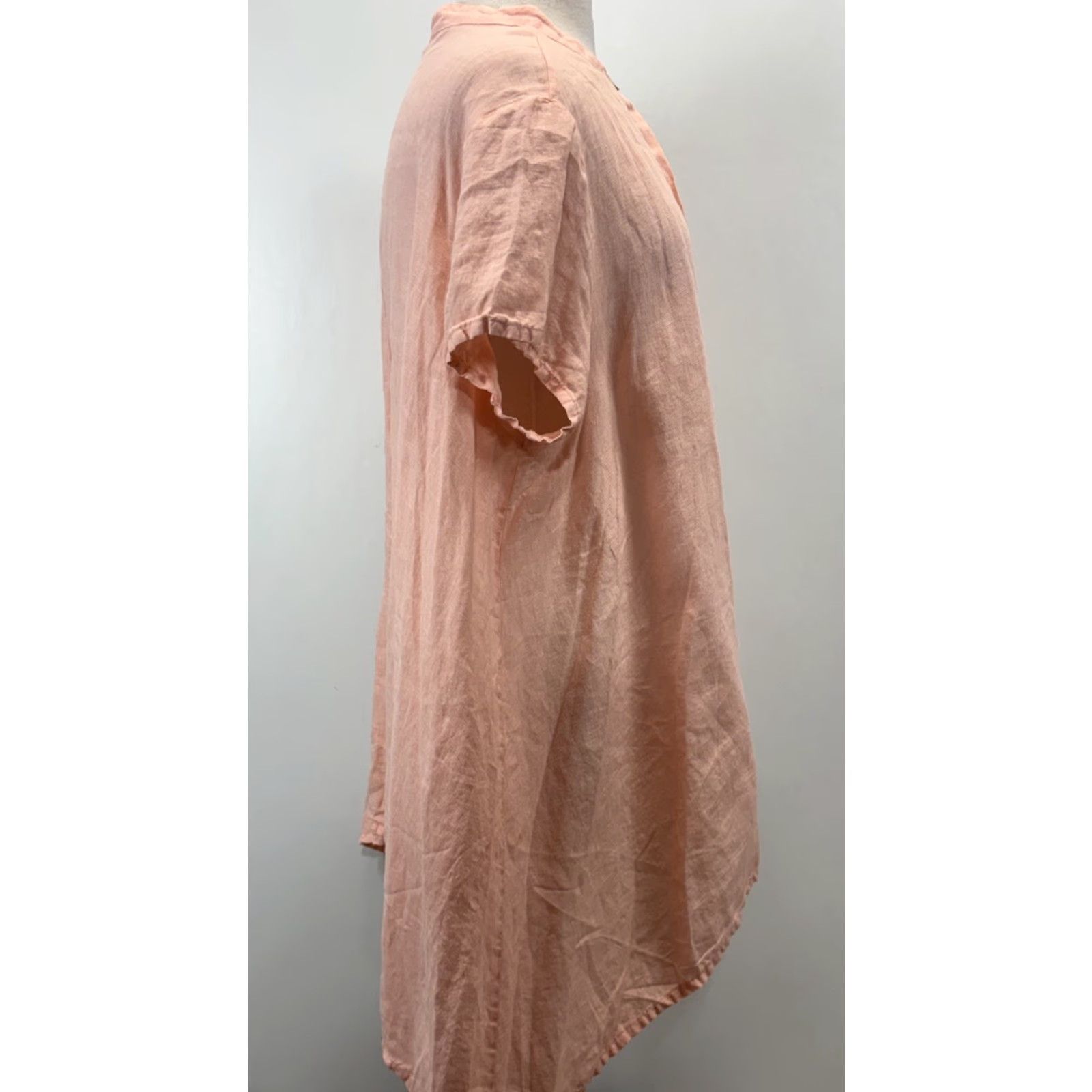 Pinko Bryn Walker Shirt Tunic Linen Pink Button-Up XL Women’s Casual Travel USA Lagenlook Size XL / US 12-14 / IT 48-50 - 4 Thumbnail