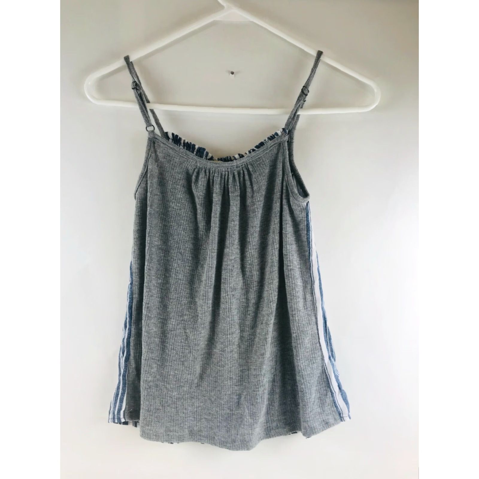 Vintage Rewind Tank Top Women's XS Blue & Gray Striped Sleeveless Elastic Blouse Shirt Size XS / US 0-2 / IT 36-38 - 2 Thumbnail