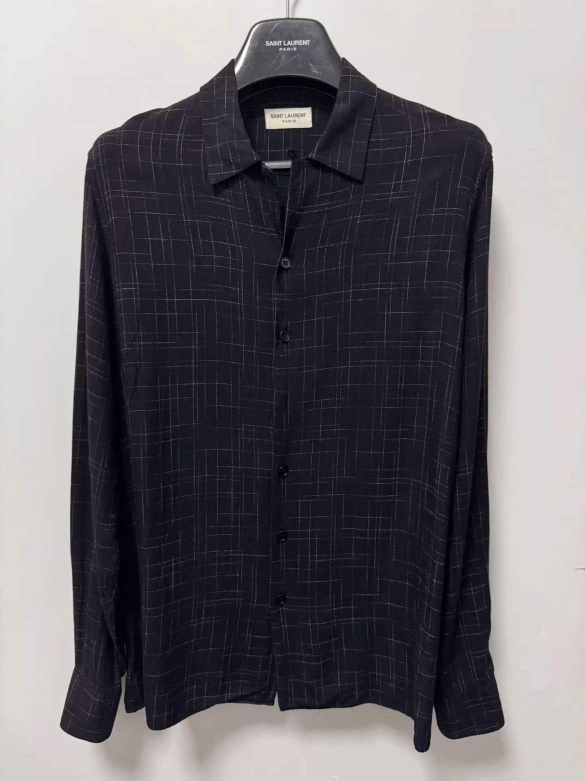 Saint Laurent Paris Sz 39 Saint Laurent Paris by Hedi 14AW Pattern Shirt-2508 Size US M / EU 48-50 / 2 - 3 Thumbnail