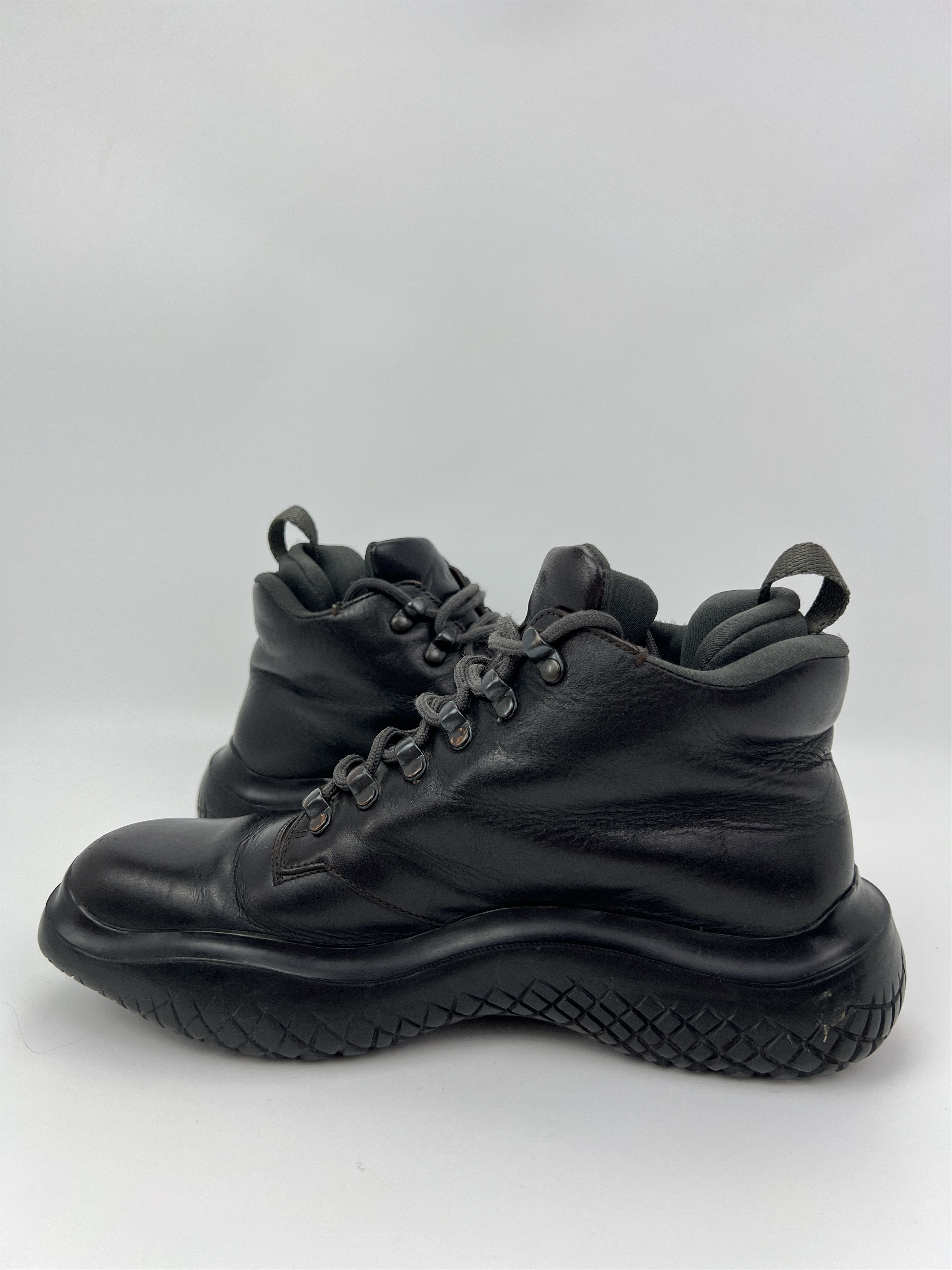 Prada Vintage 00s Prada Combat Black Leather Boots Vibram Italy Size US 7 / IT 37 - 7 Thumbnail