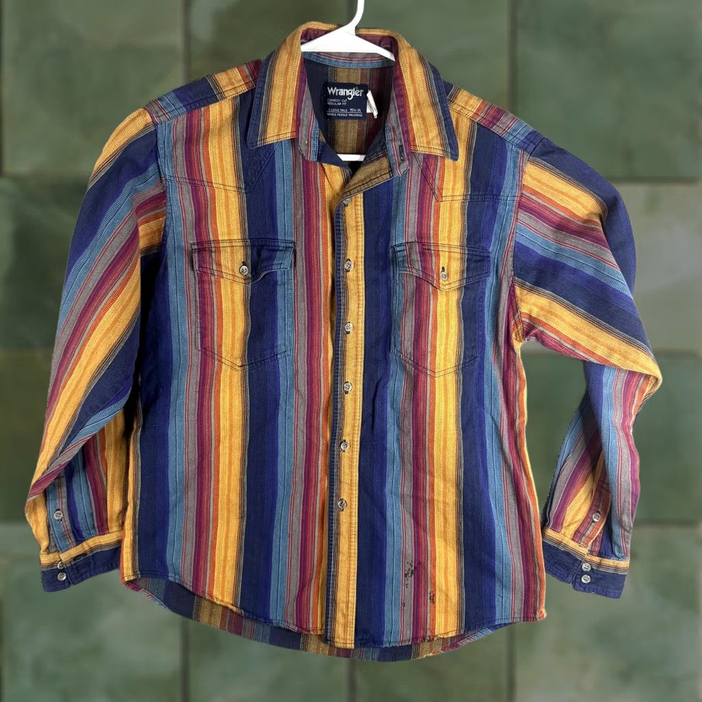 Wrangler Wrangler Shirt Mens 15.5x35 Stripe Cowboy Cut Button Front Western Size US M / EU 48-50 / 2 - 1 Thumbnail