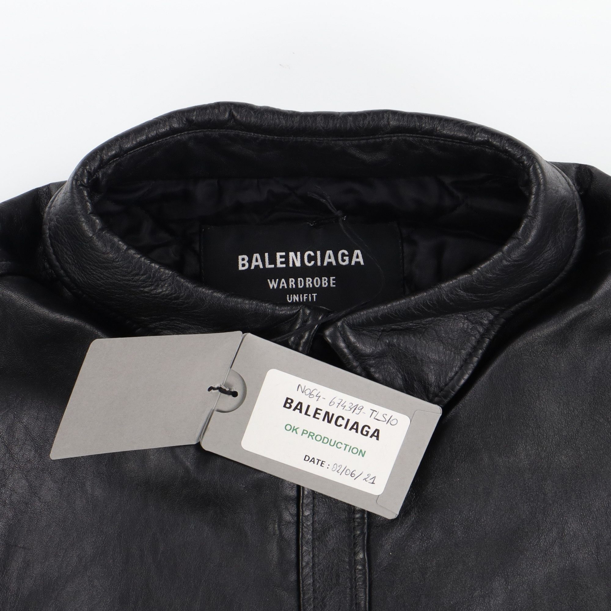 Balenciaga Black Bull Leather Padded Logo Overshirt Size US M / EU 48-50 / 2 - 5 Thumbnail