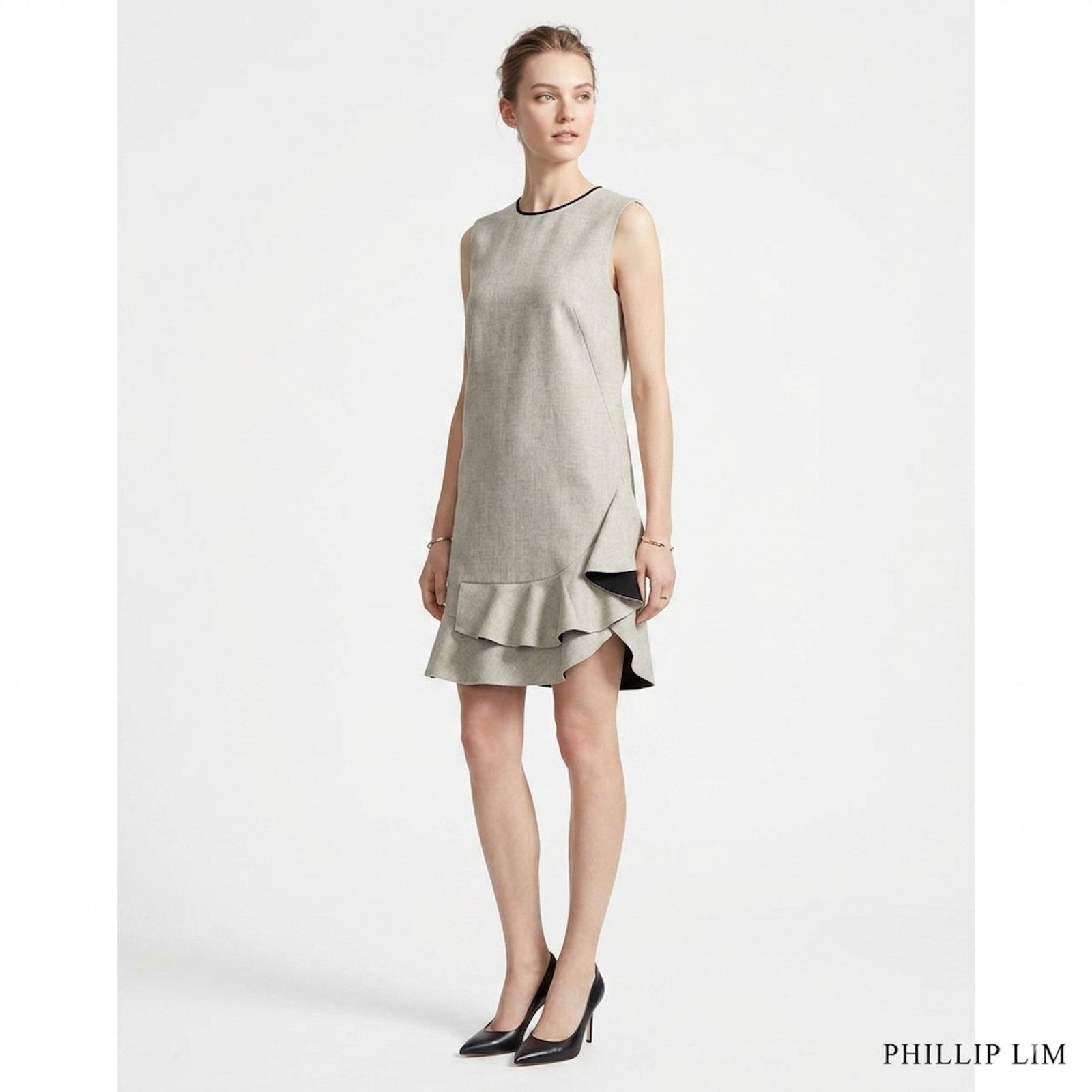 3.1 Phillip Lim 3.1 Phillip Lim Neutral Sleeveless Shift Dress w Flounce Hem Size M / US 6-8 / IT 42-44 - 1 Thumbnail