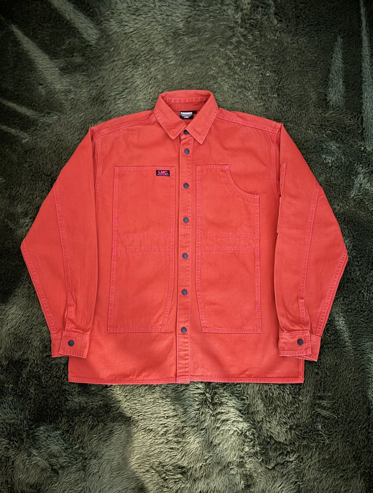 Pleasures [1] PLEASURES x LMC Denim Shirt Jacket – Orange Size US XL / EU 56 / 4 - 1 Thumbnail