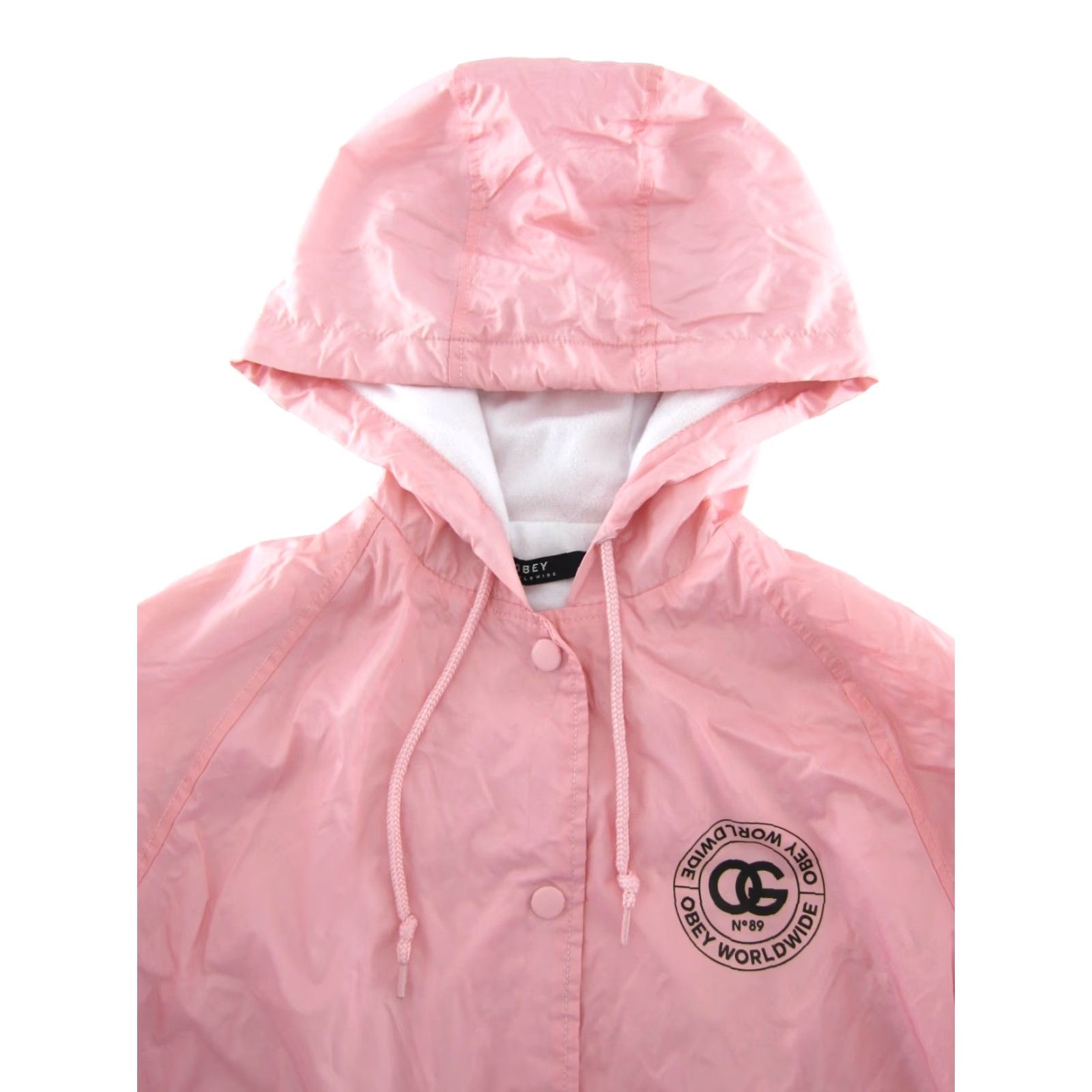 Obey OBEY Windbreaker Pink Black Snap Button Nylon Hooded Jacket Women S Size S / US 4 / IT 40 - 3 Thumbnail