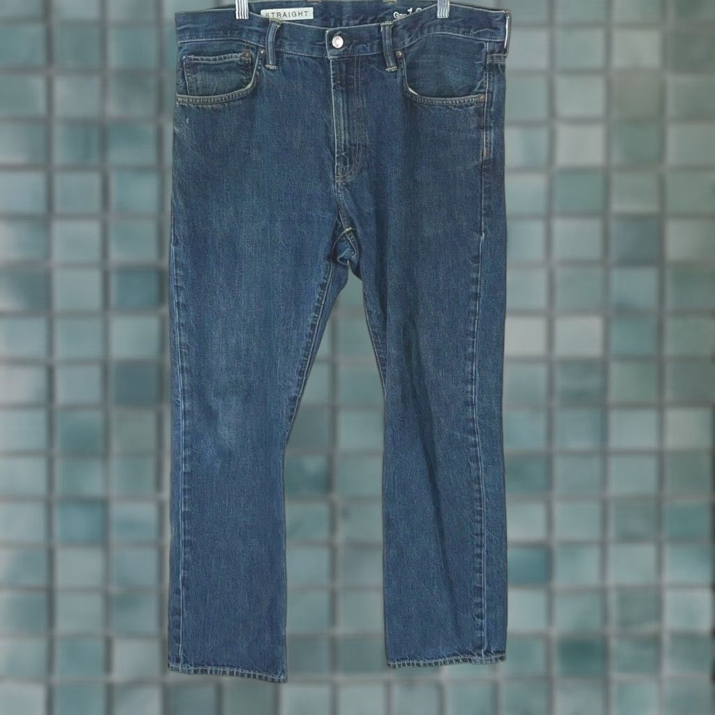 Gap Gap Men's Straight Leg Blue Denim Jeans Size 36x32 - Low Rise Stretch Classic Fit Size US 36 / EU 52 - 1 Thumbnail