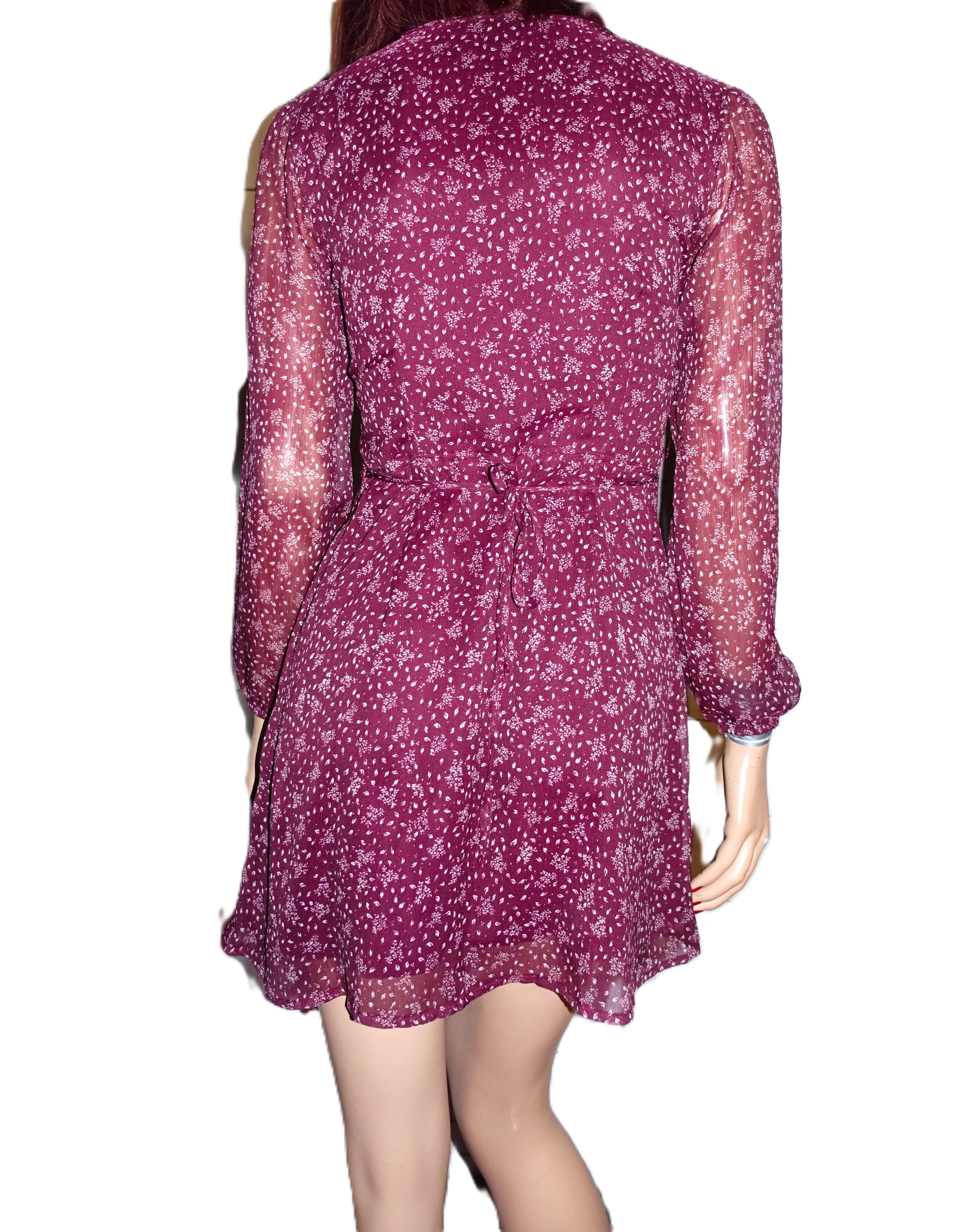 Abercrombie & Fitch Abercrombie & Fitch Burgundy Floral Boho Dress S/P Size S / US 4 / IT 40 - 5 Thumbnail