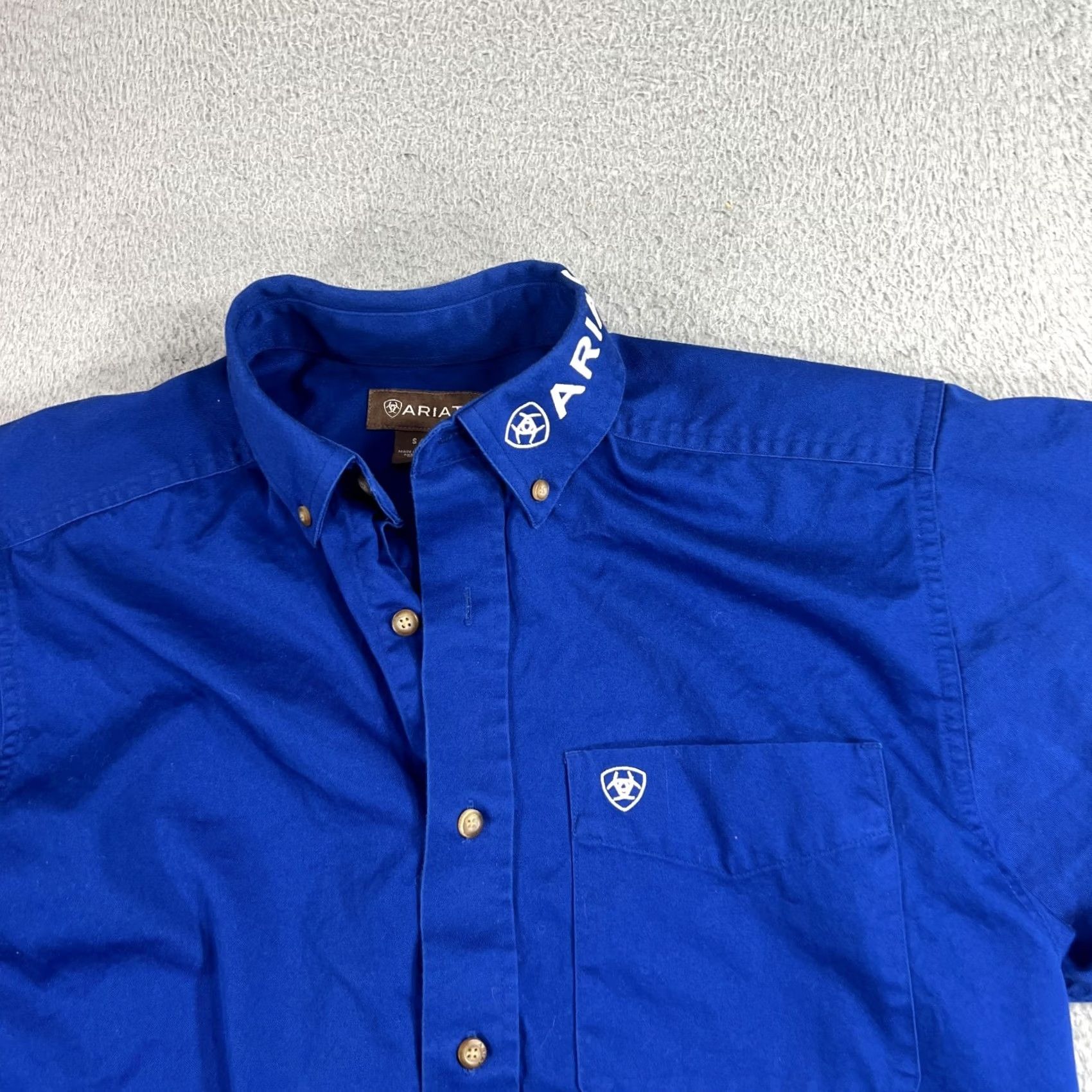 Ariat Ariat Shirt Mens S Blue Button Down Western Cowboy ALTERED TO SHORT SLEEVE Size US S / EU 44-46 / 1 - 2 Thumbnail