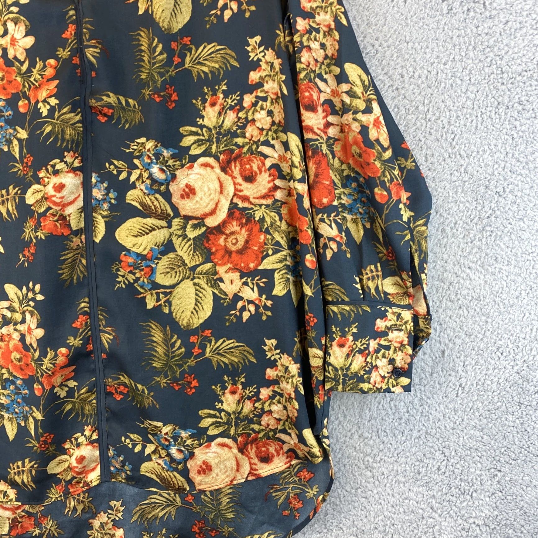 H&M H&M Black Floral Long Sleeve Polyester Relaxed Blouse Shirt Sz 14 / 66-7 Size XL / US 12-14 / IT 48-50 - 2 Thumbnail