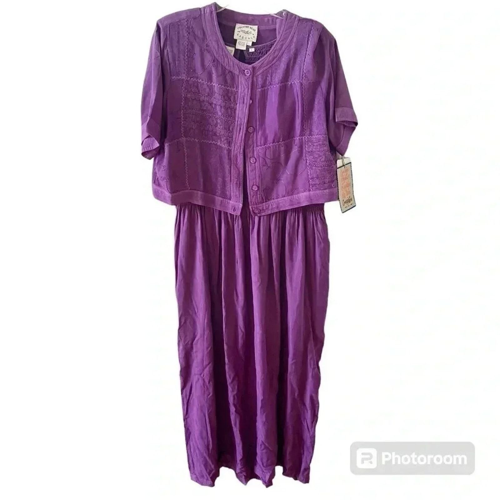 Other Country Wear Casuals NWT Vintage Purple Maxi Dress w/ Shirt Size L / US 10 / IT 46 - 1 Thumbnail