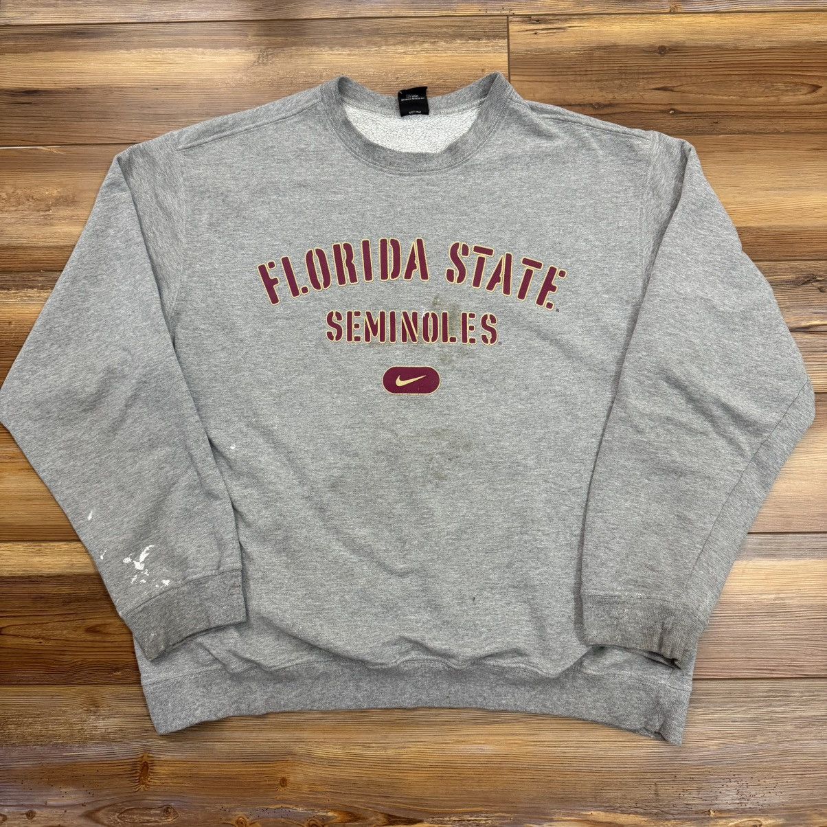 Nike Vintage Grey Florida State Nike Center Swoosh Crewneck Size US XL / EU 56 / 4 - 1 Thumbnail