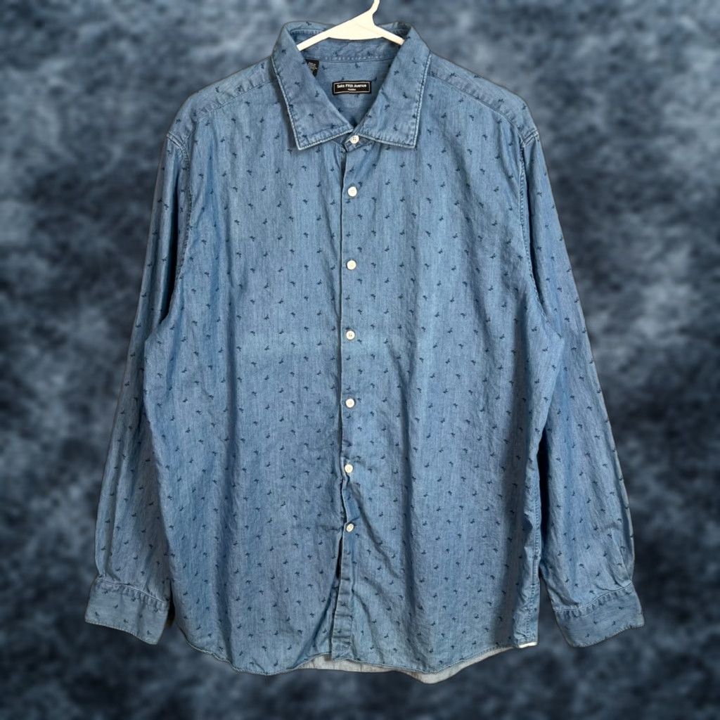 Saks Fifth Avenue VINTAGE Saks Fifth Avenue Button-Up Shirt Mens 2XL Blue 100% Cotton Regular Long Sleeve Men's Shirt Blue 2XL Size US XXL / EU 58 / 5 - 1 Thumbnail