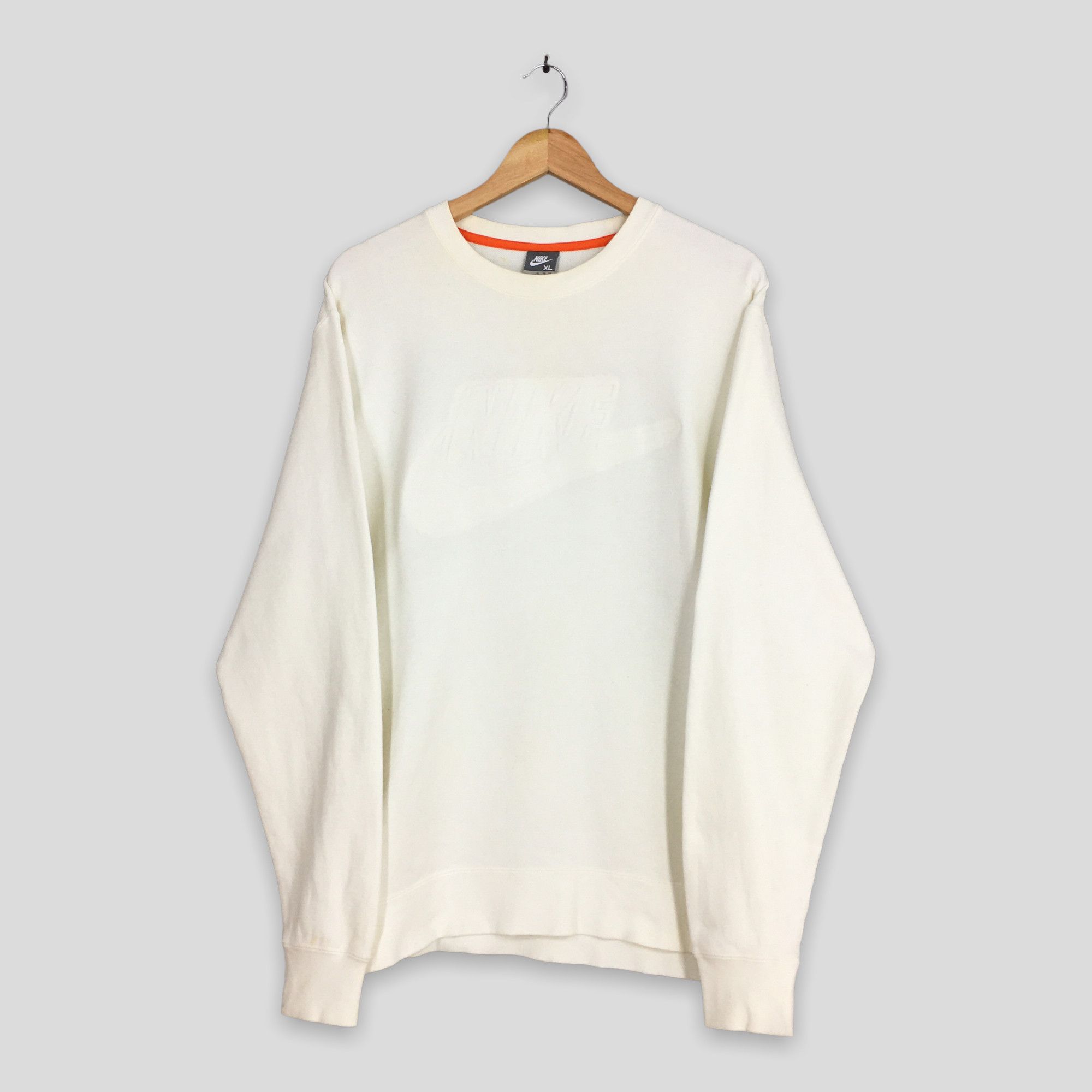 Nike Vintage Nike Swoosh White Sweatshirt XLarge Size US XL / EU 56 / 4 - 1 Thumbnail