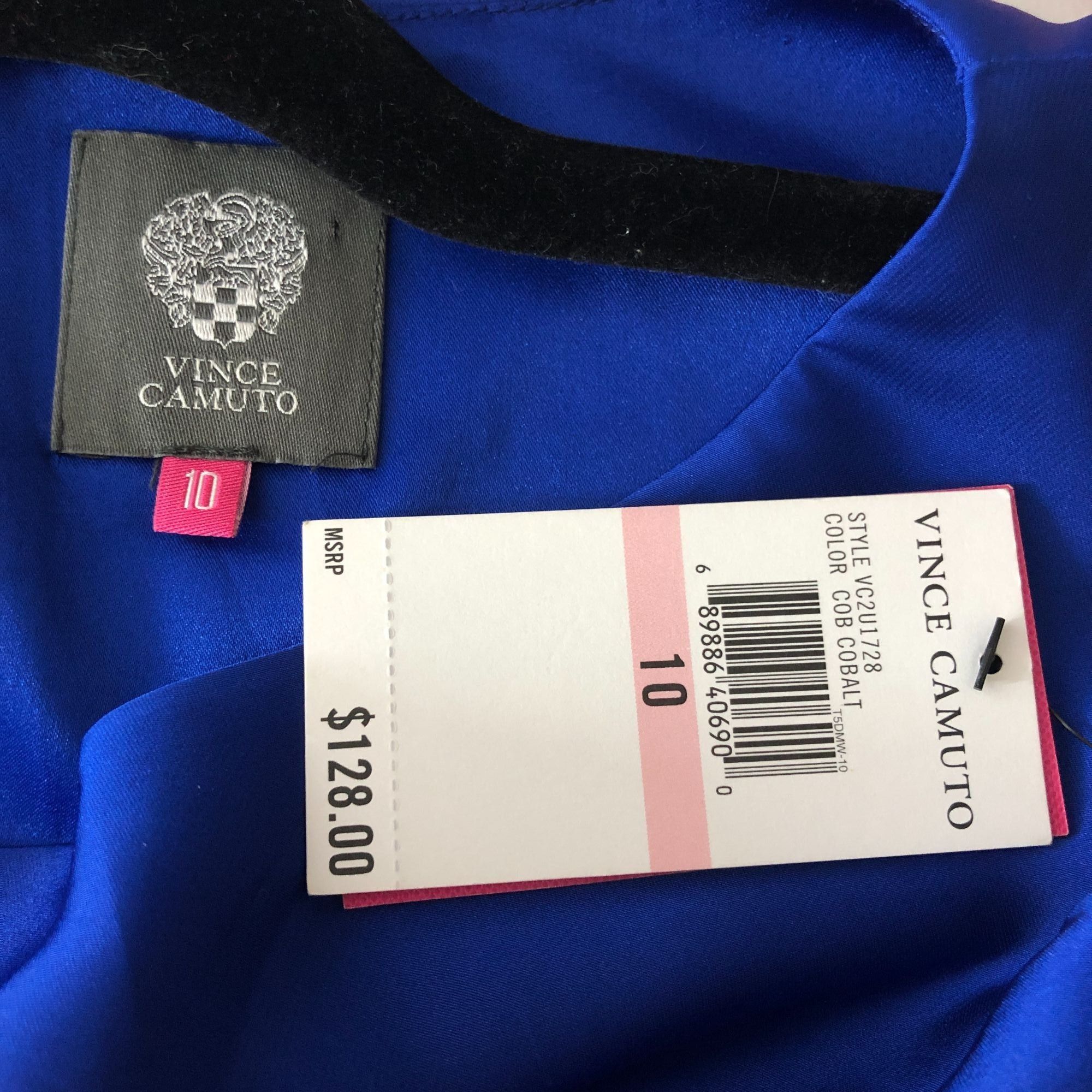 Vince Camuto Vince Camuto Dress Faux Wrap Draped Sleeveless Satin Blue 10 Size L / US 10 / IT 46 - 3 Thumbnail