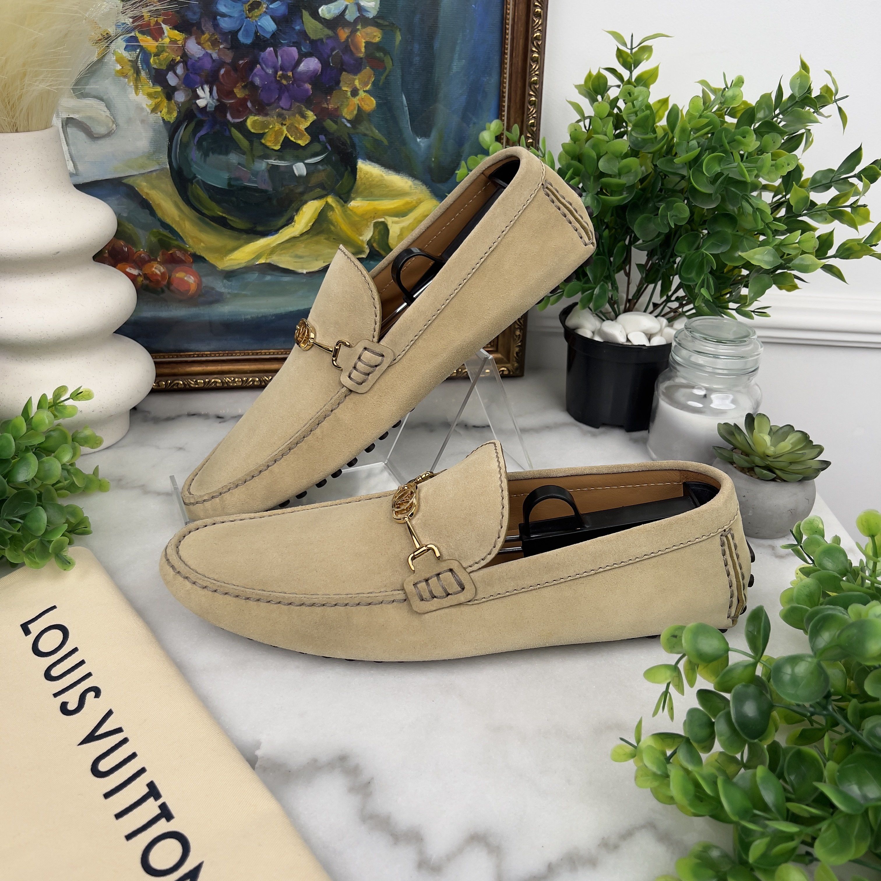 Louis Vuitton LV Driver Moccasins Beige Suede Size US 9 / EU 42 - 3 Thumbnail