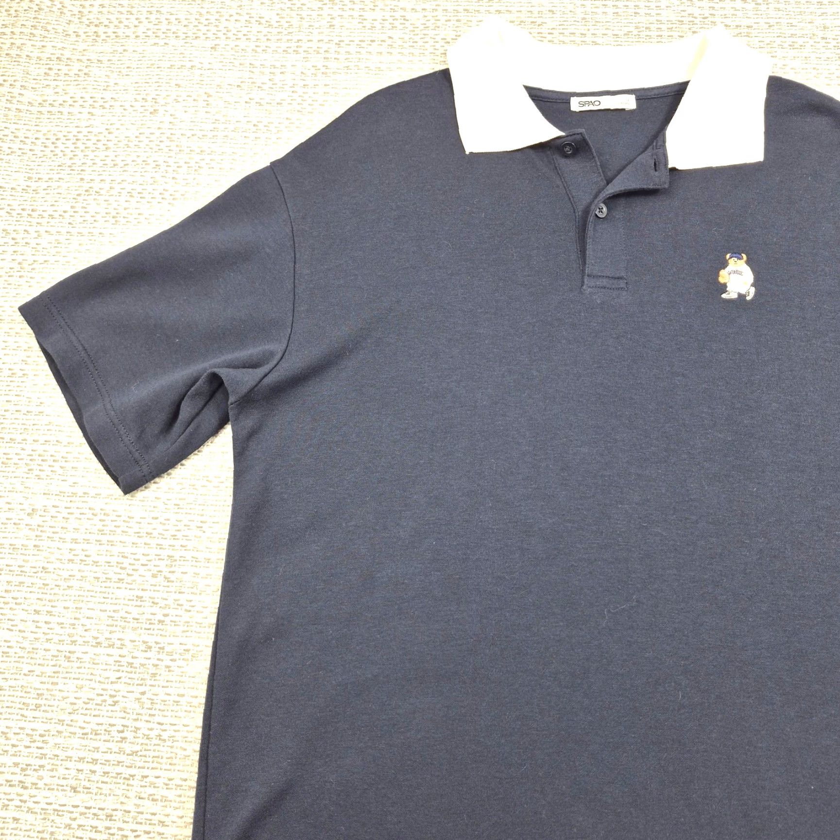 Vintage SPAO Polo Shirt Mens Large Blue White Teddy Bear Baseball Embroidered Collar Shirt Size US L / EU 52-54 / 3 - 3 Thumbnail