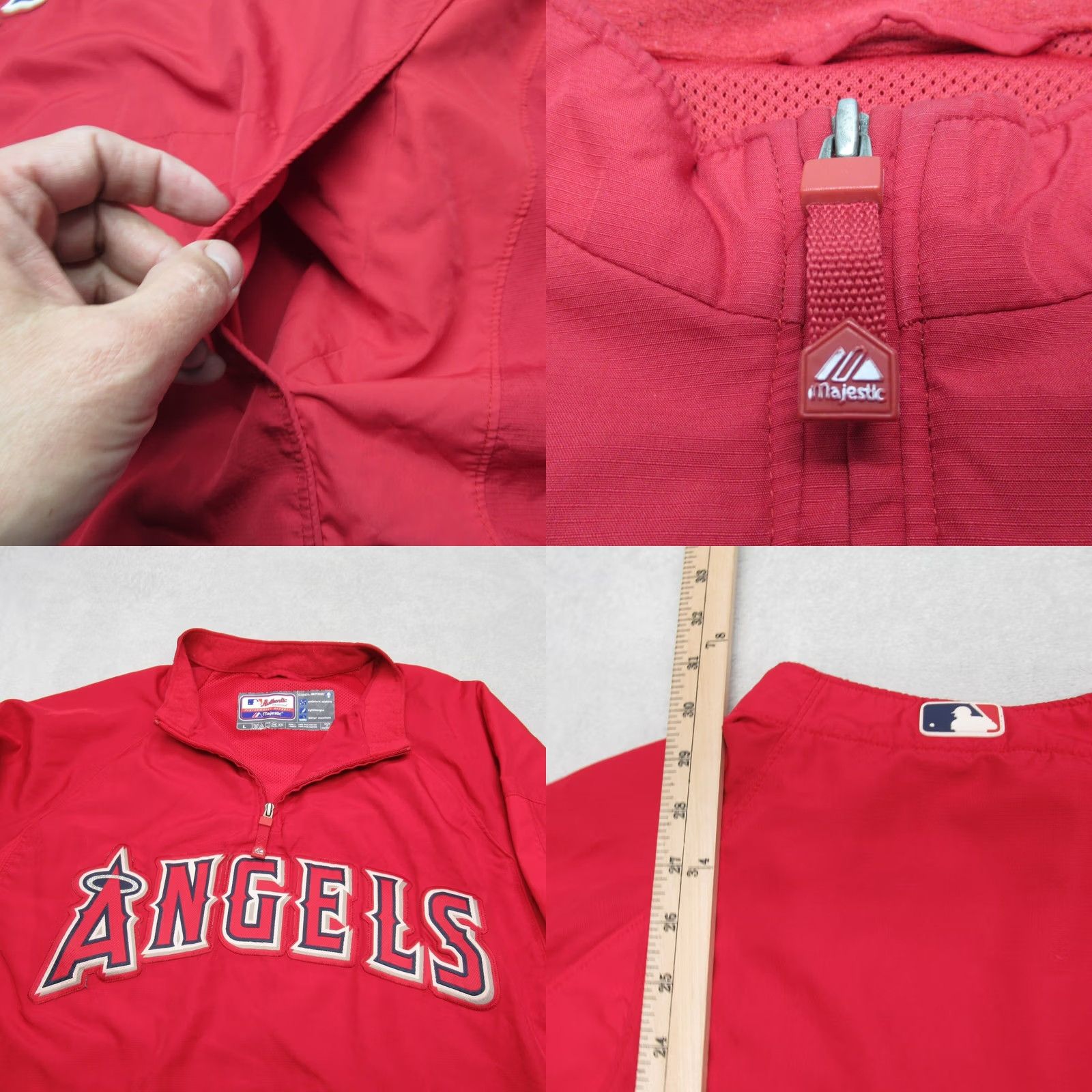 Vintage VINTAGE Majestic Angels Jacket Mens Large Red 1/4 Zip Windbreaker Baseball Pullover Windbreaker VTG Size US L / EU 52-54 / 3 - 8 Thumbnail